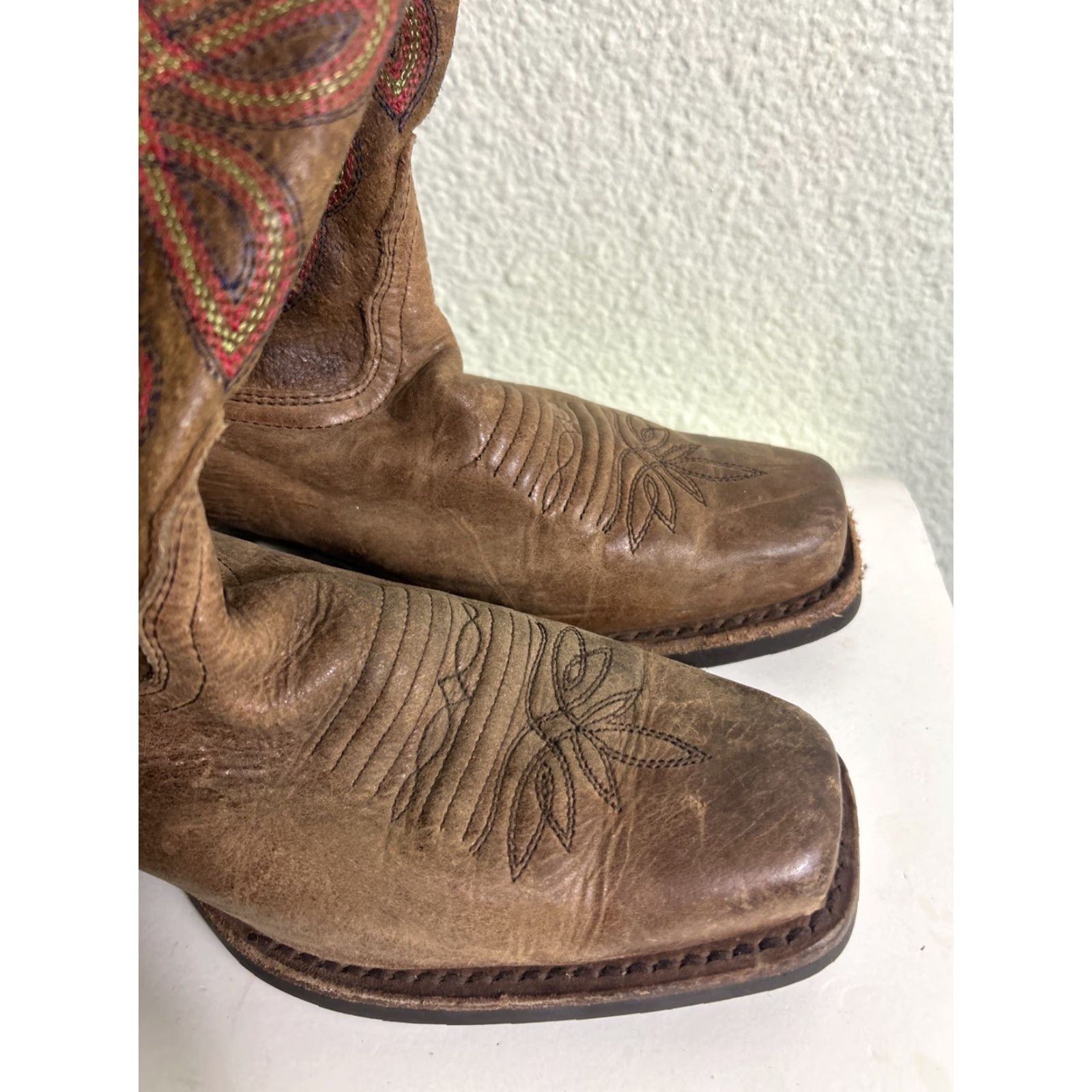 Tony Lama Tony Lama Aquilla 3R2202L Brown Square Toe 11" Boots Womens 6B Leather Western Cowboy Casual Dress Outdoor Party Work Glove? Size US 6 / IT 36 - 3 Thumbnail