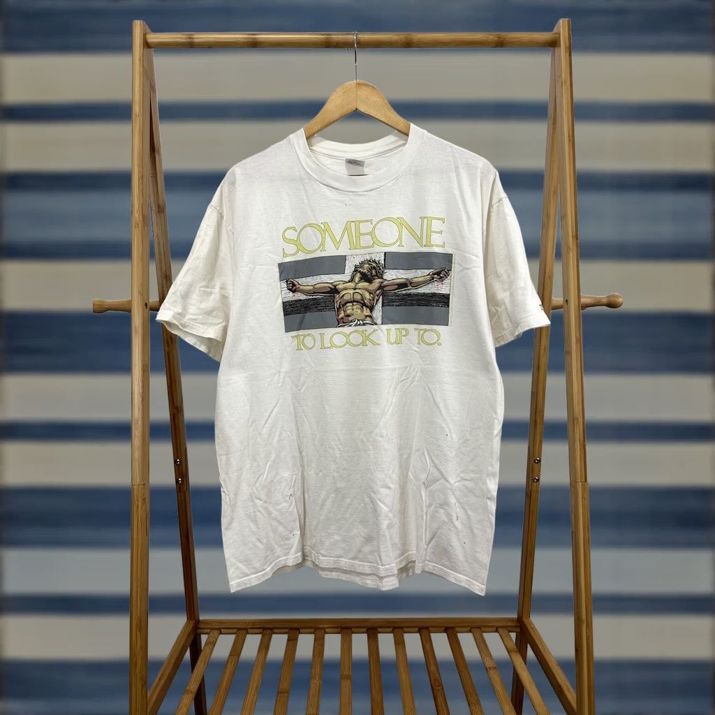 Jerzees VTG Jesus Christian Dying Cross Son Is Lifted T-Shirt XL Men White Jerzees Shirt Size US XL / EU 56 / 4 - 1 Thumbnail