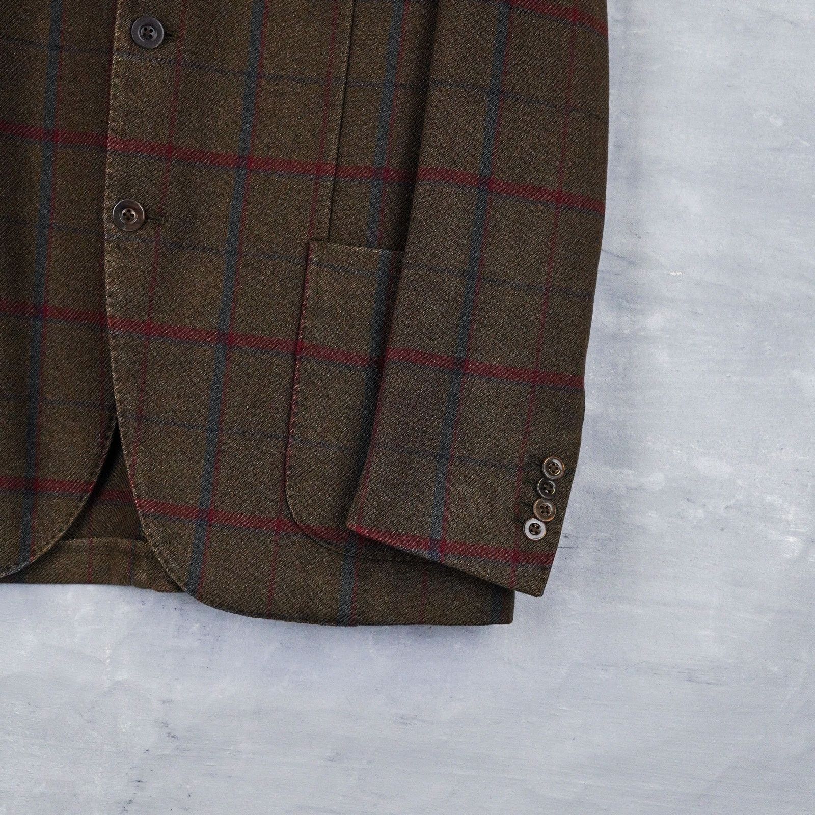 Boglioli Boglioli brown wool blend check lightweight blazer k jacket Size US L / EU 52-54 / 3 - 8 Thumbnail