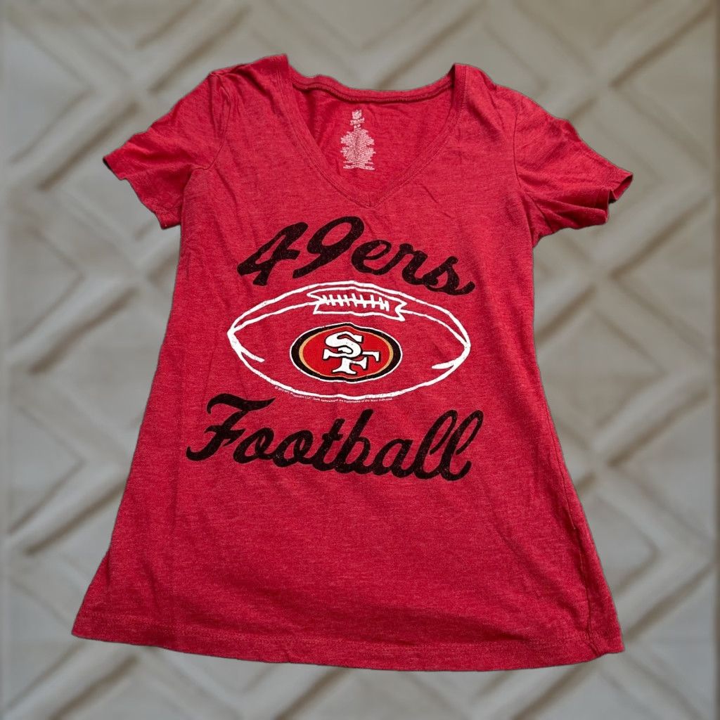 NFL Team Apparel NFL Shirt Womens Small Red V-Neck San Francisco 49ers Football Size S / US 4 / IT 40 - 1 Thumbnail