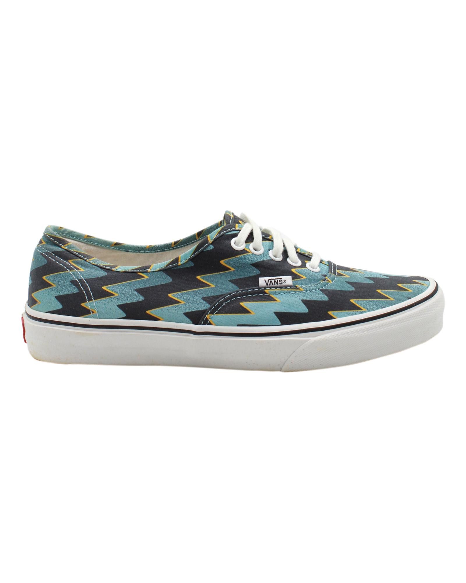 image of Kenzo Lightning Bolt Print Sneakers In Blue Canvas, Men's (Size 10)