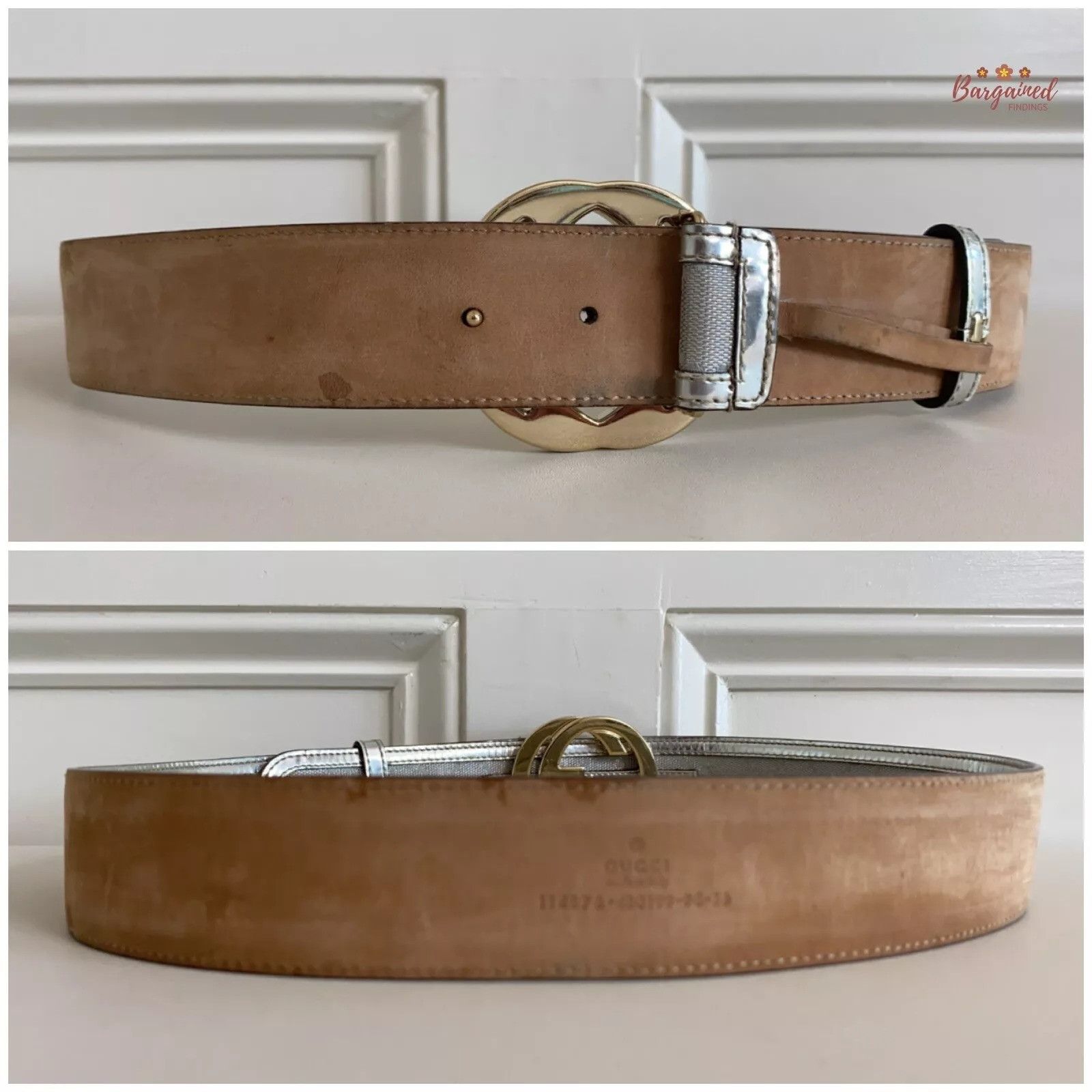 Gucci Gucci Monogram Leather Gold Interlocking G Buckle Belt Size 32 - 4 Thumbnail