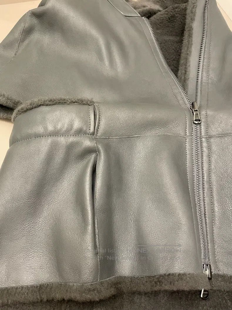 Brunello Cucinelli Brunello Cucinelli Grey Green Two-Sided Lamb Leather Jacke Size XS / US 0-2 / IT 36-38 - 8 Thumbnail