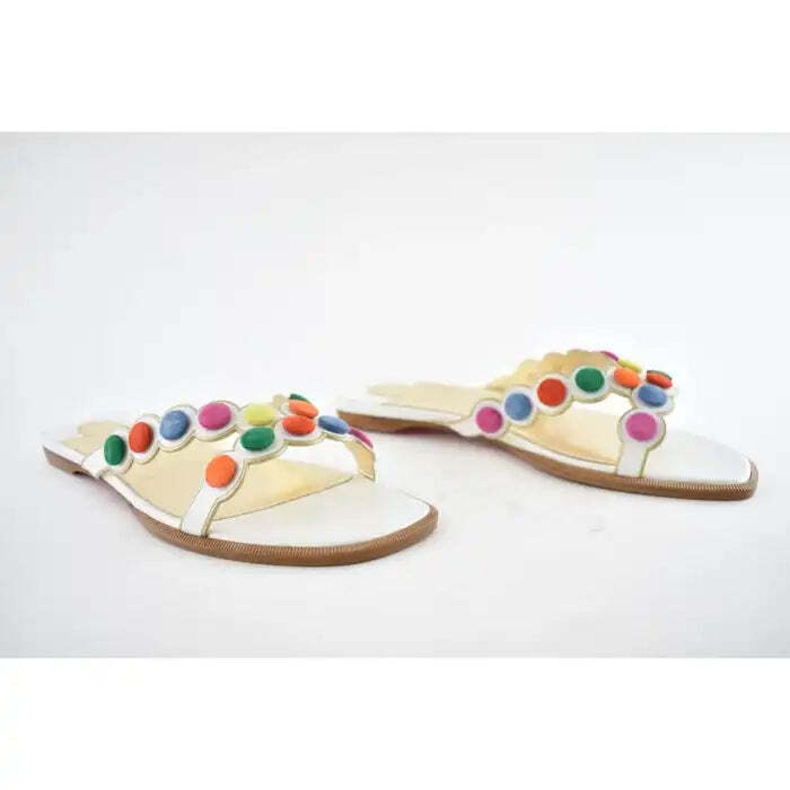 Christian Louboutin Christian Louboutin Smarta Flat White Multicolor Slide Slip Size US 10 / IT 40 - 4 Thumbnail