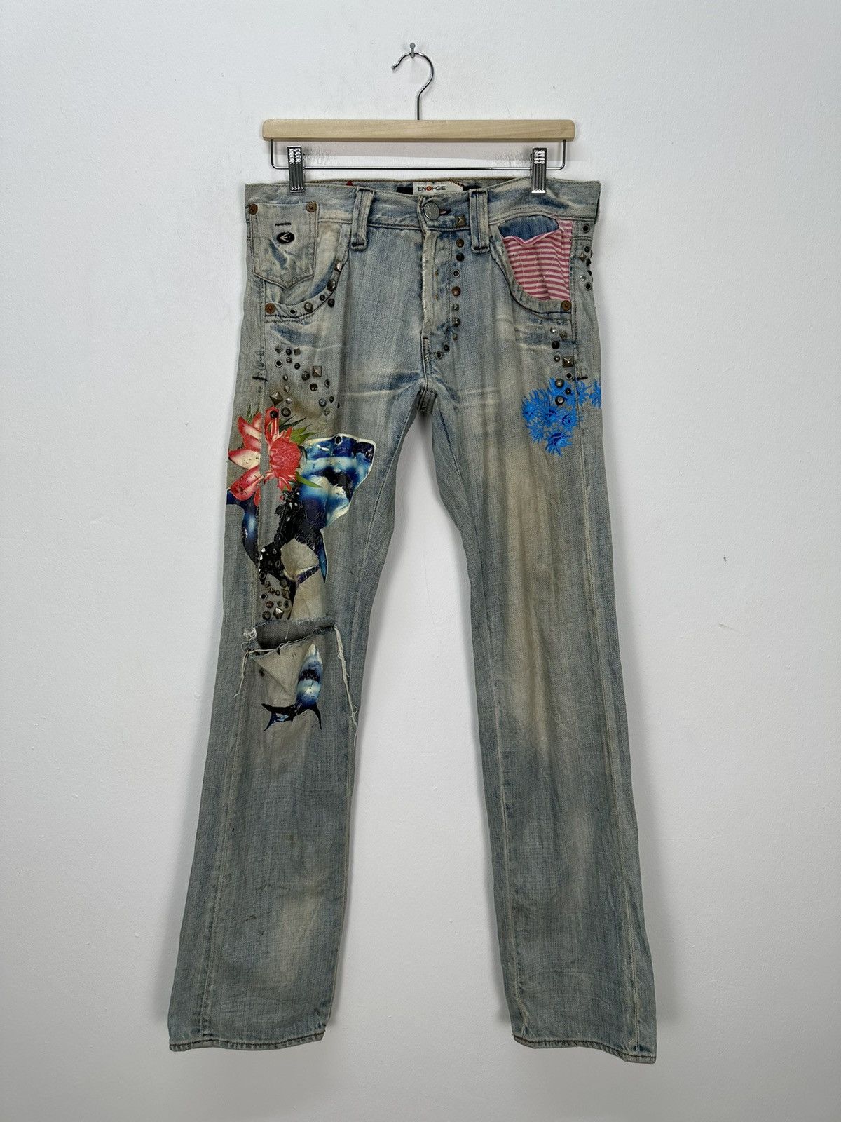 image of Distressed Energie Denim Jeans in Blue, Men's (Size 32)