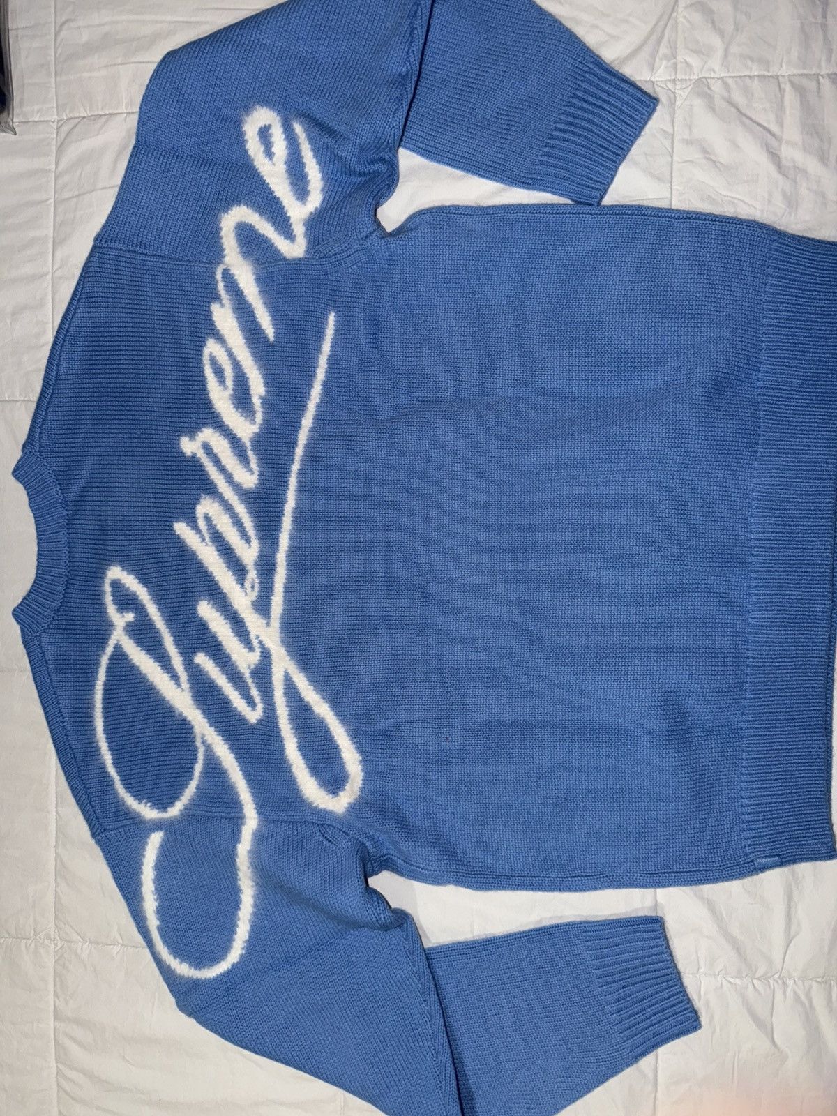 Supreme Supreme Angora Script Sweater Light Blue - Large Size US L / EU 52-54 / 3 - 1 Thumbnail