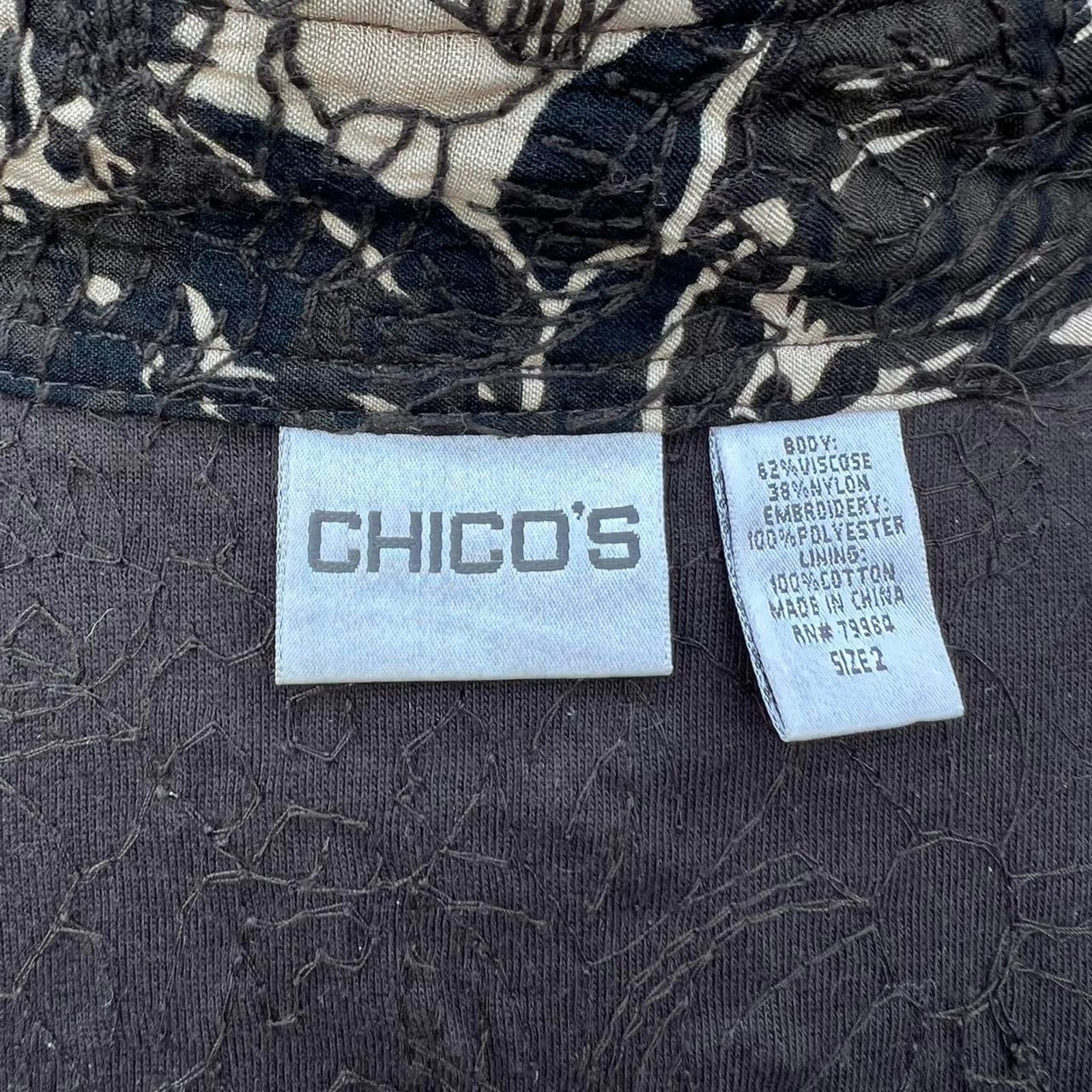 Chicos Chico's Black/White Floral Jacket Size XL / US 12-14 / IT 48-50 - 6 Thumbnail