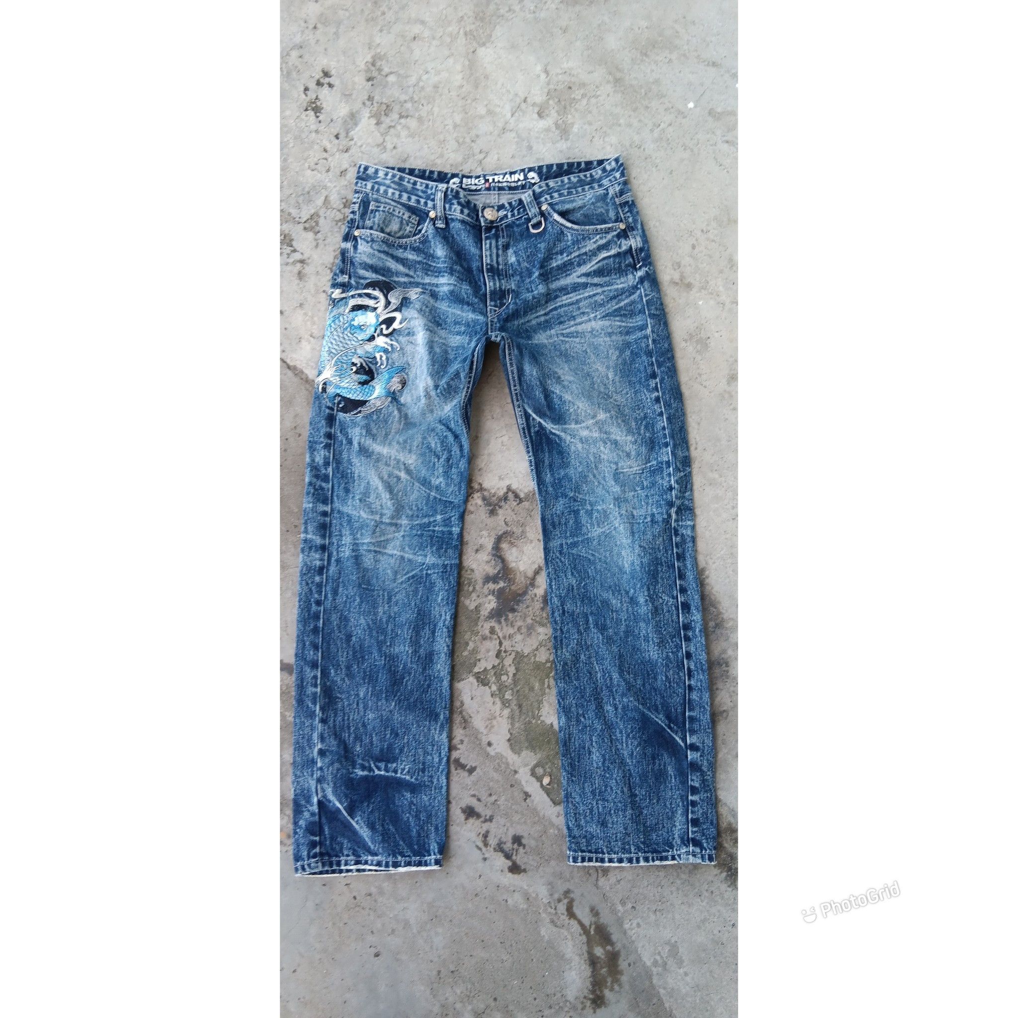 Osaka Big Train Art Sukajan Koi Fish Embroidered Denim