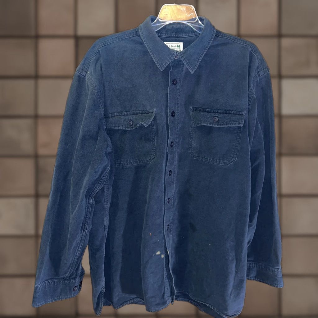 Vintage VINTAGE L.L. BEAN Men's Heavyweight Blue Flannel Button-Down Shirt Long Sleeve XL Casual Winter Fall Spring Size US XL / EU 56 / 4 - 1 Thumbnail