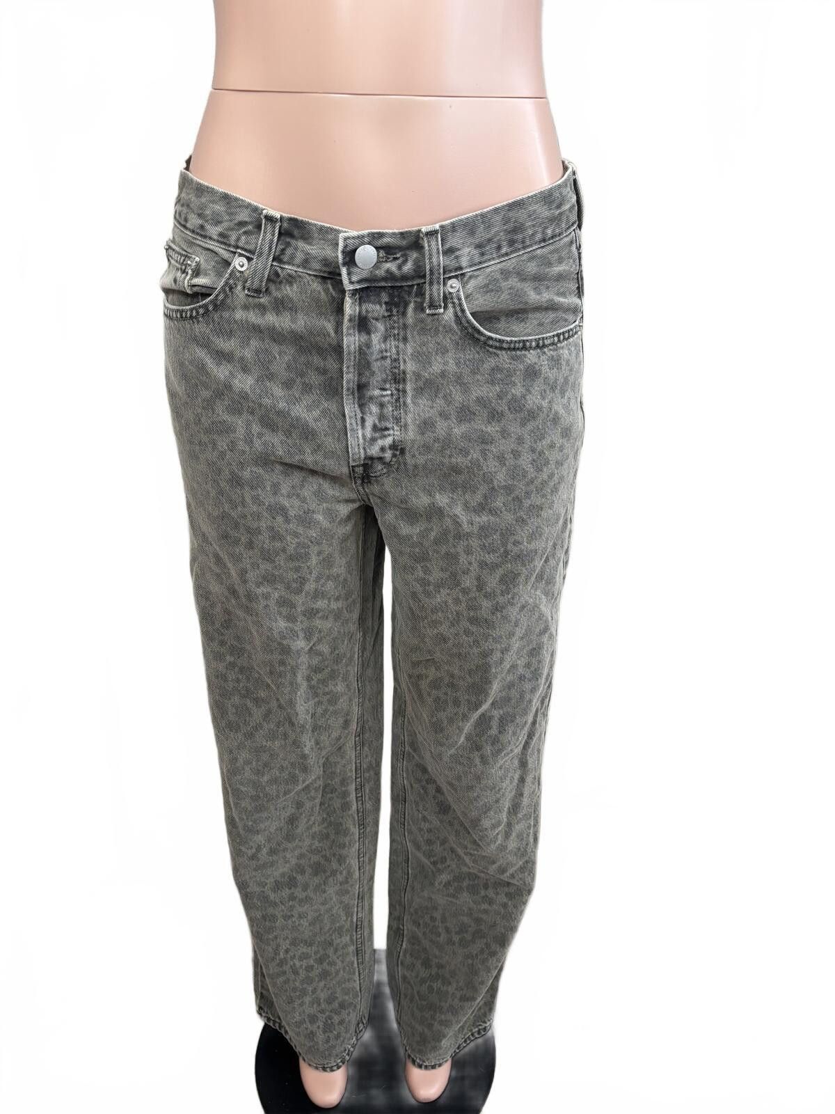 Unknown London Boho Y2K Gray Leopard Print Mid-Rise 90s Baggy Jeans. Size 6 Size 28" / US 6 / IT 42 - 3 Thumbnail
