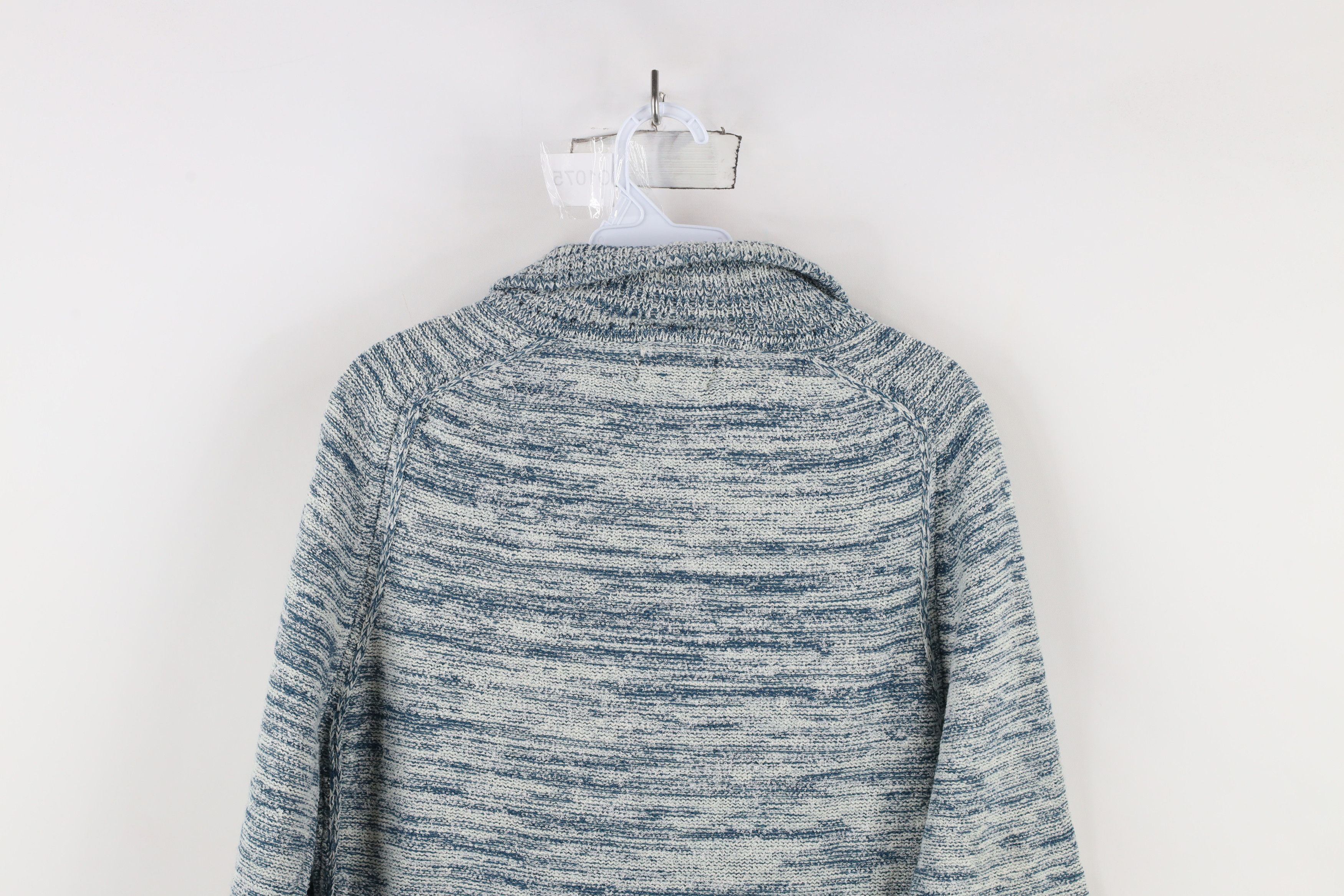 Vintage Vintage 70s Streetwear Knit Collared Cardigan Sweater Blue Size L / US 10 / IT 46 - 8 Thumbnail