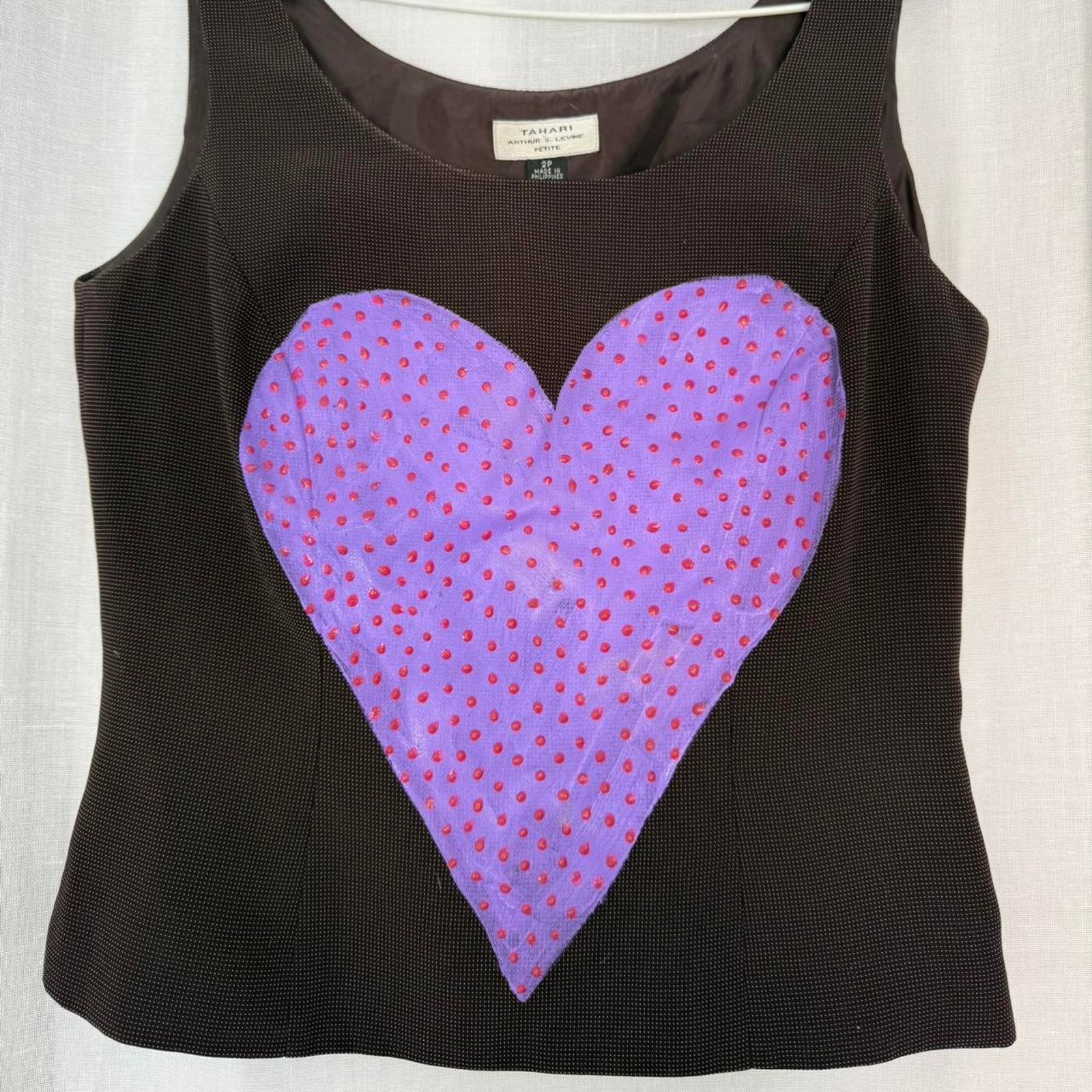 Vintage ✿ y2k heart graphic tank ⋆ custom painted corset top ✿ Size S / US 4 / IT 40 - 2 Thumbnail