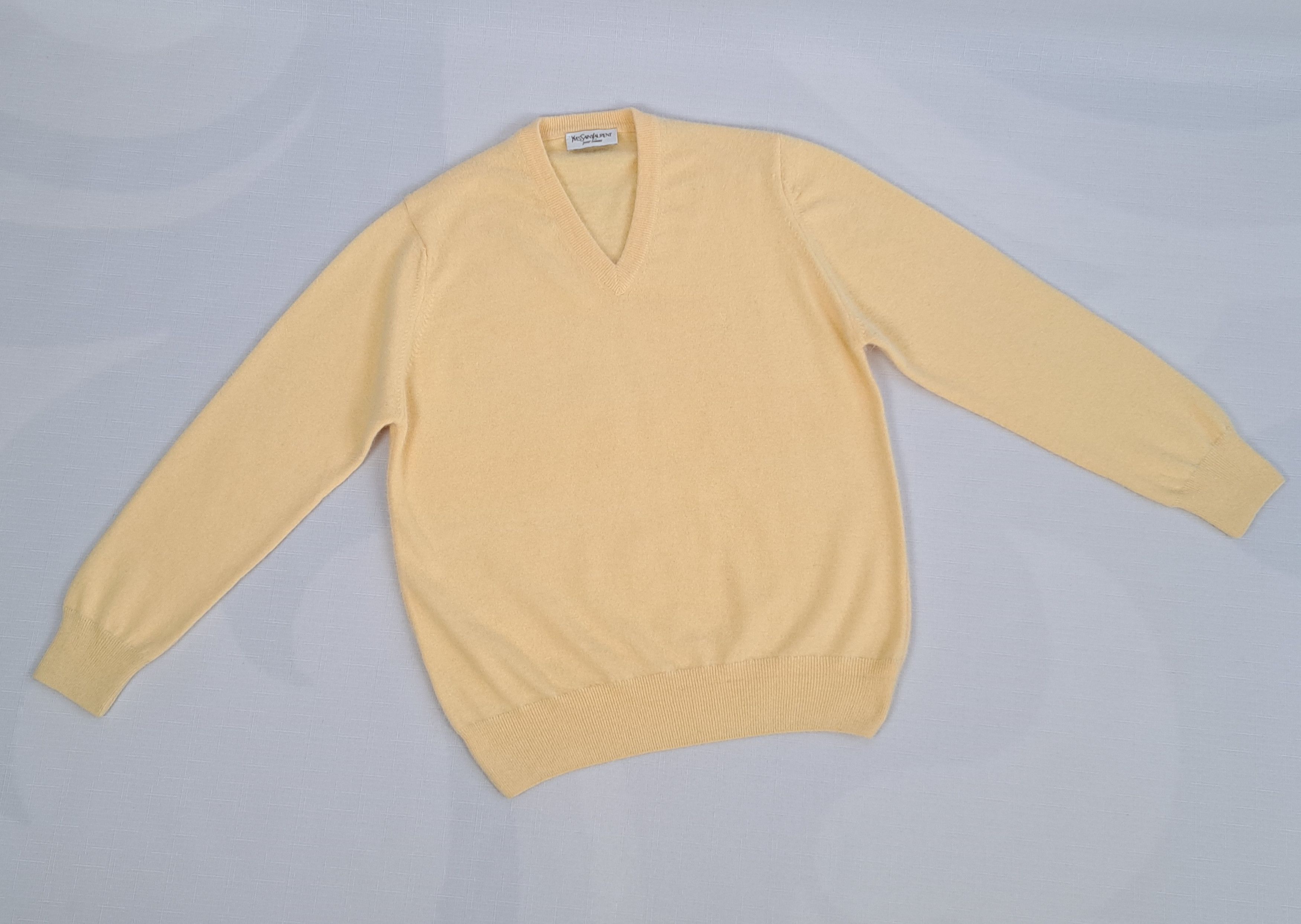 Vintage Vintage YSL Yves Saint Laurent yellow V-Neck mohair sweater. Size US S / EU 44-46 / 1 - 9 Thumbnail