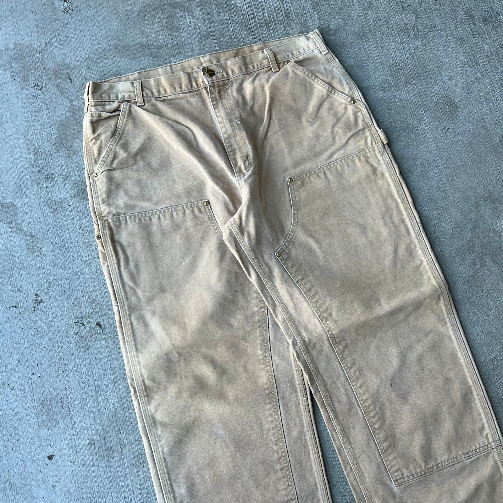 Carhartt × Vintage Carhartt brown faded double knee work wear carpenter pants Size US 37 - 2 Thumbnail