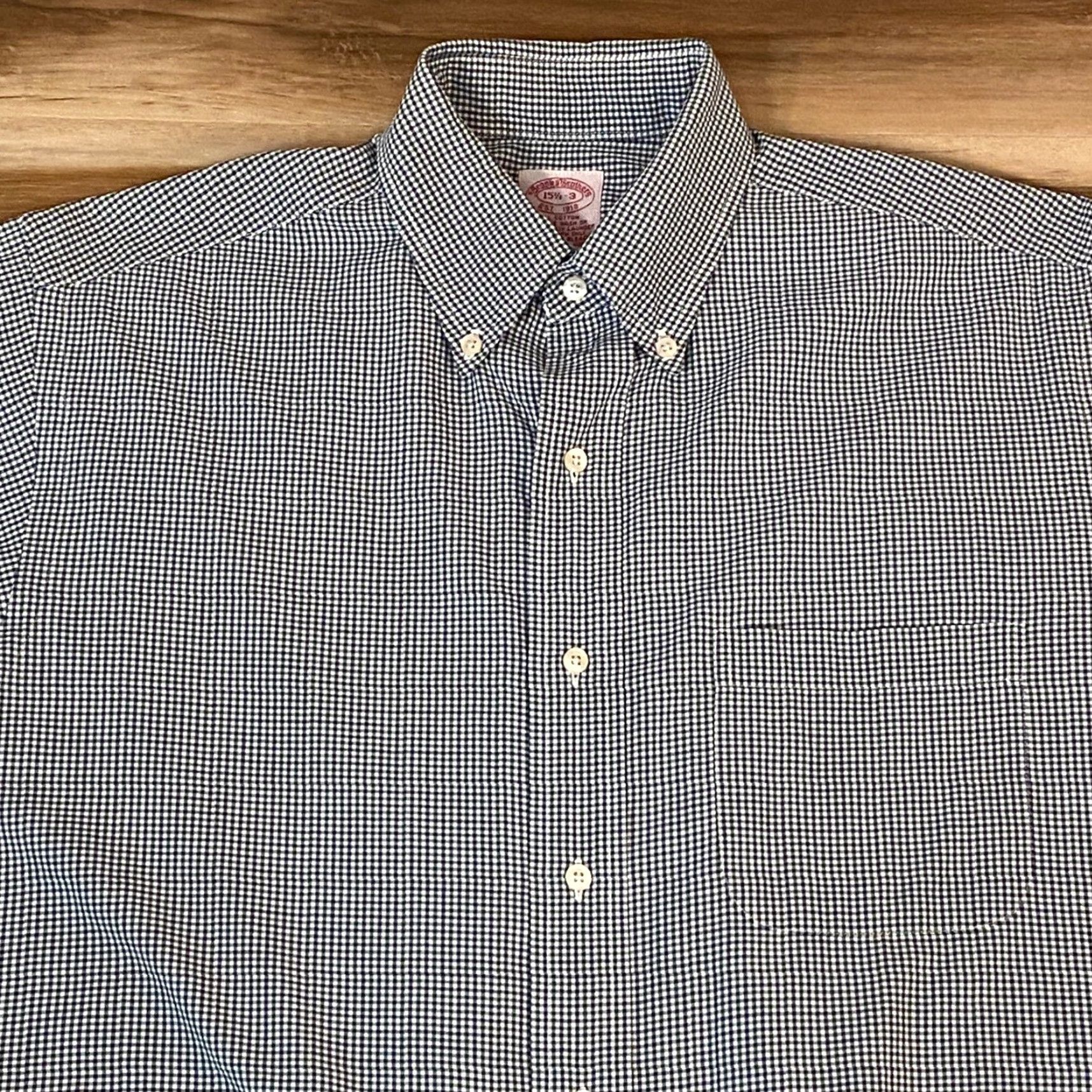 Brooks Brothers VINTAGE Brooks Brothers Shirt Mens 15.5-3 Gingham Button-Down Cotton Classic Fit Blue Long Sleeve Button-Up Mens Shirt Size US L / EU 52-54 / 3 - 2 Thumbnail