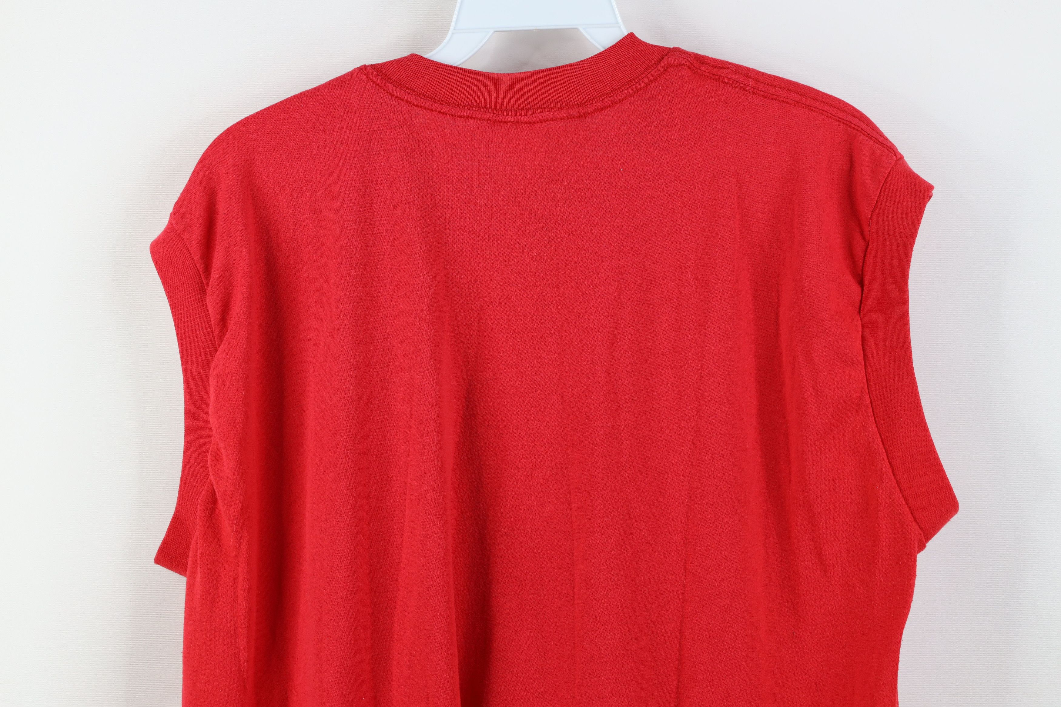 Vintage Vintage 90s Streetwear Blank Sleeveless Muscle T-Shirt Red Size US L / EU 52-54 / 3 - 13 Thumbnail