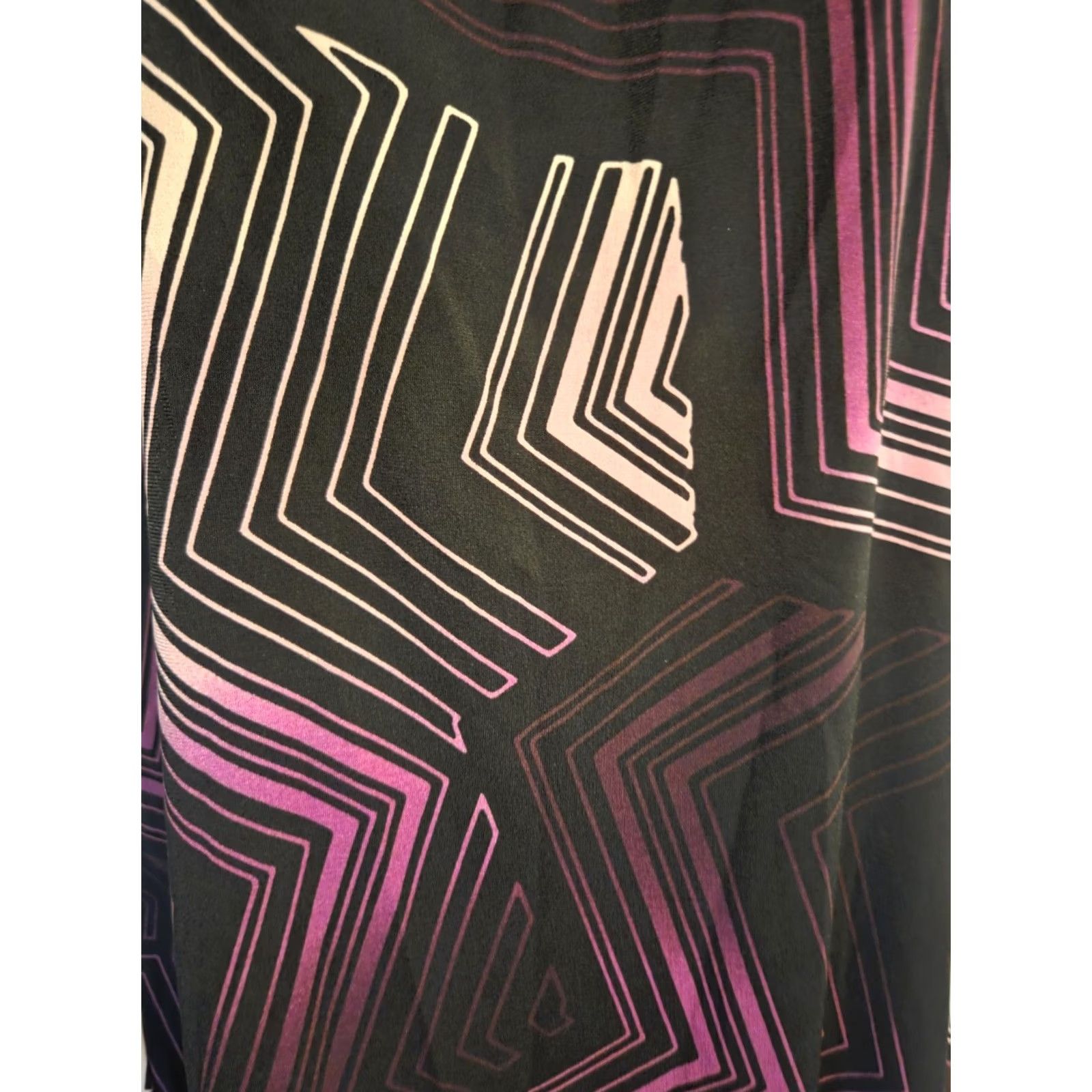 Worthington Worthington Top Womens L Purple Black Geometric Zigzag Print Cap Sleeve Size L / US 10 / IT 46 - 3 Thumbnail