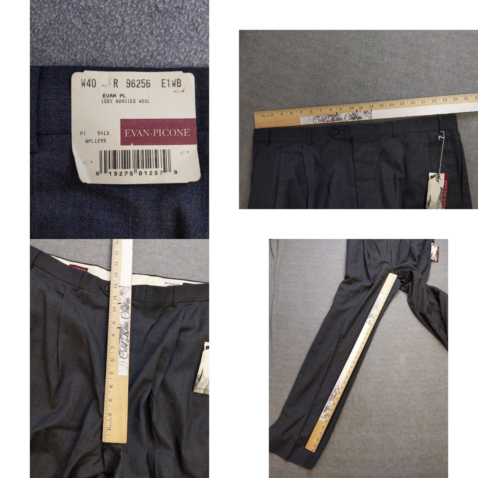 Evan Picone VINTAGE Evan-Picone Pants Mens 40 Gray 100% Worsted Wool Pleated Dress Unhemmed New Size US 40 / EU 56 - 8 Thumbnail