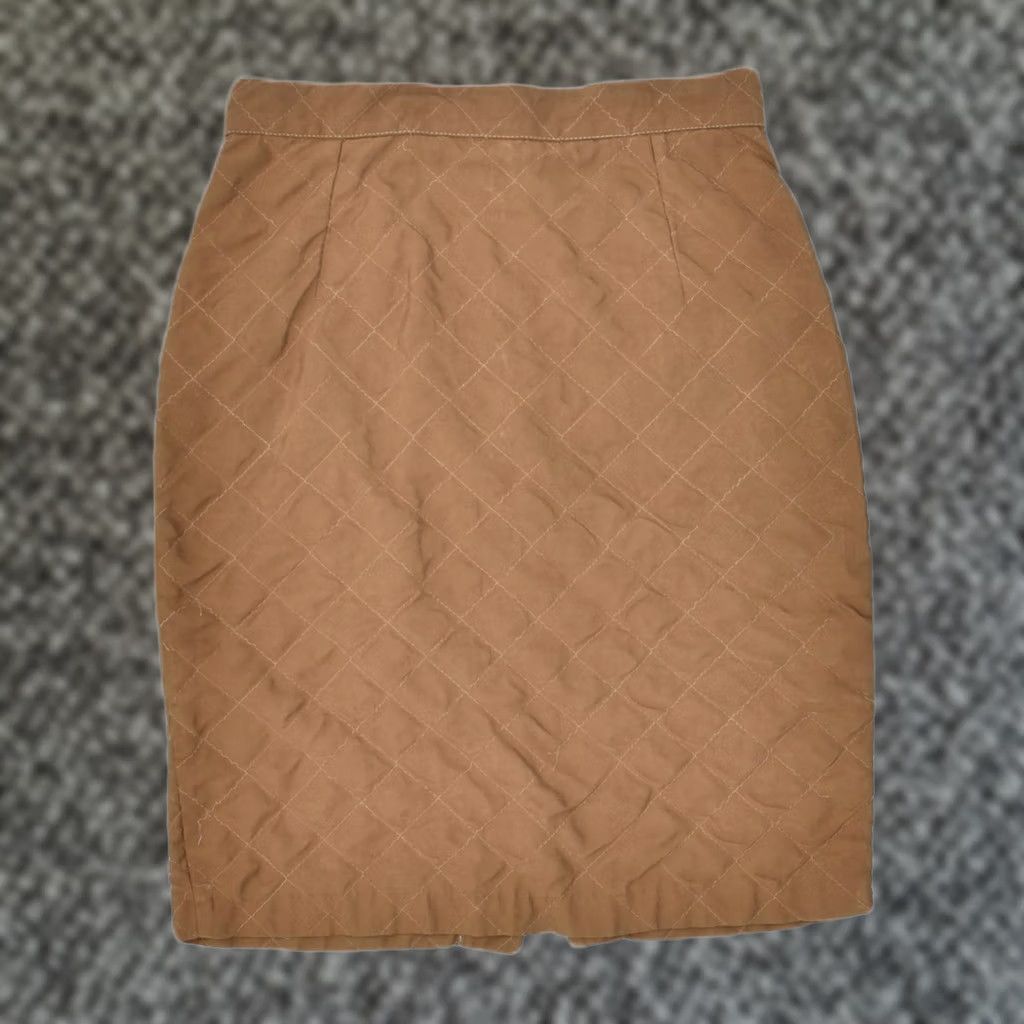 Vintage VINTAGE Womens Quilted Pencil Skirt Brown Polyester W26 Small Size 26" / US 2 / IT 38 - 1 Thumbnail