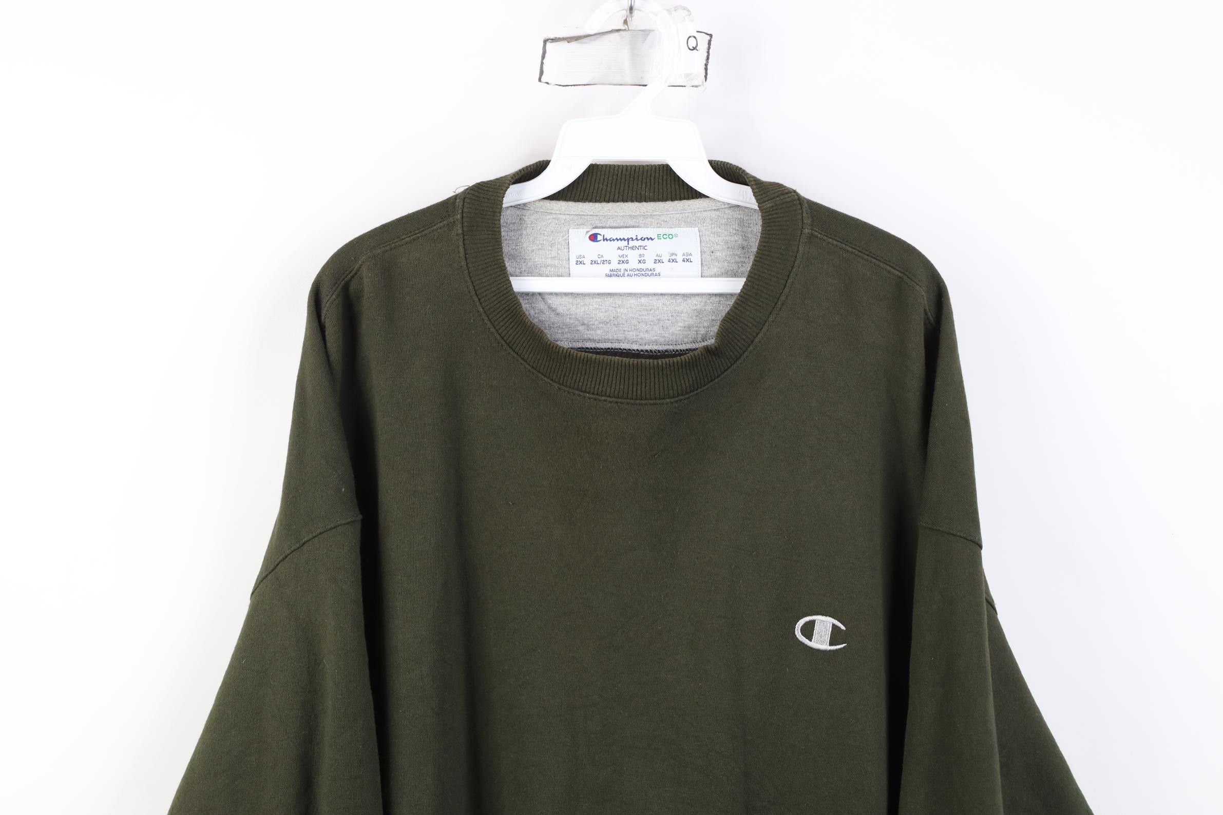 Champion Vintage Y2K Champion Logo Crewneck Sweatshirt Olive Green Size US XL / EU 56 / 4 - 2 Thumbnail
