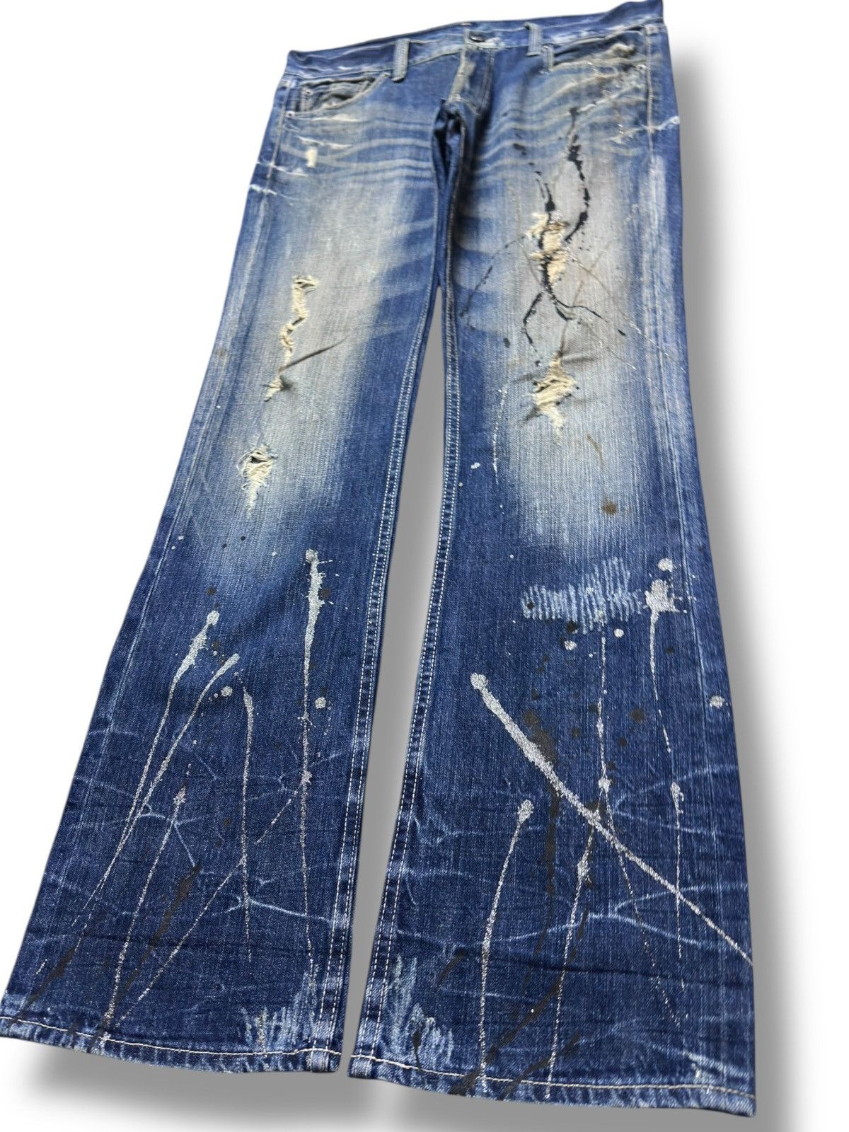 If Six Was Nine Vintage Japanese Brand Flare Paint Splatter Denim Size US 34 / EU 50 - 3 Thumbnail