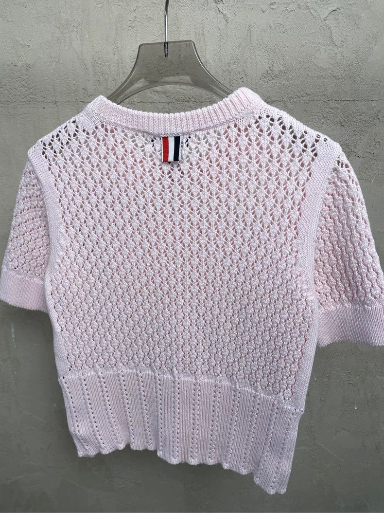 Thom Browne Thom browne Pink shell jacquart knitted short sleeves 2504- Size XS / US 0-2 / IT 36-38 - 4 Thumbnail
