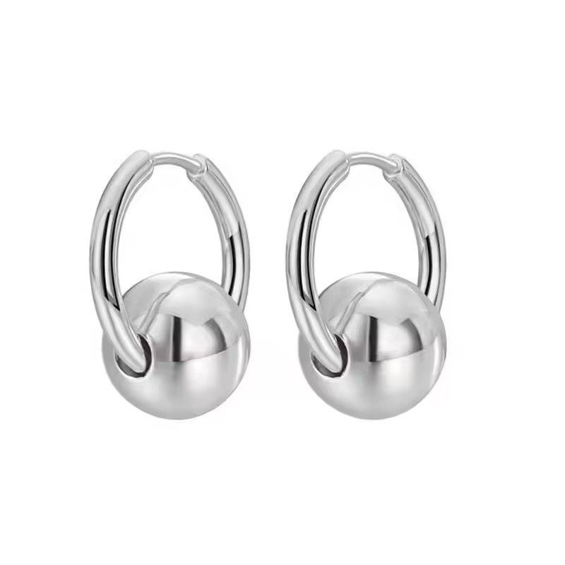 Jewelry Silver Color Ball Earrings Size ONE SIZE - 8 Thumbnail