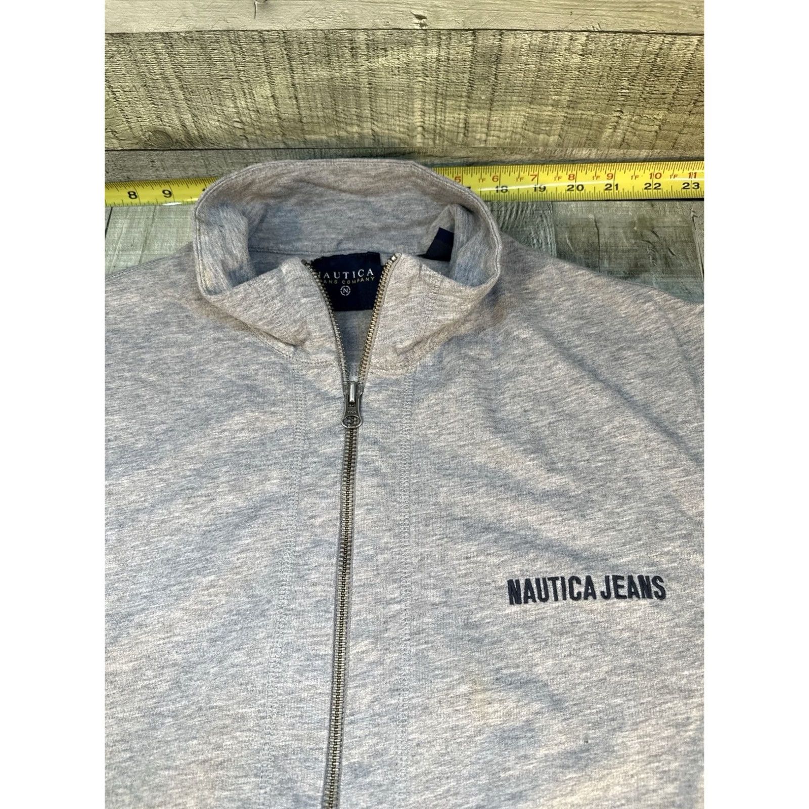 Nautica VINTAGE Nautica Jeans Vest Gray Full Zip Sleeveless Y2K Size L Mens Vest Cotton Windbreaker Adults Large Gray Nautica Jeans Brand Vest Size 42R - 2 Thumbnail