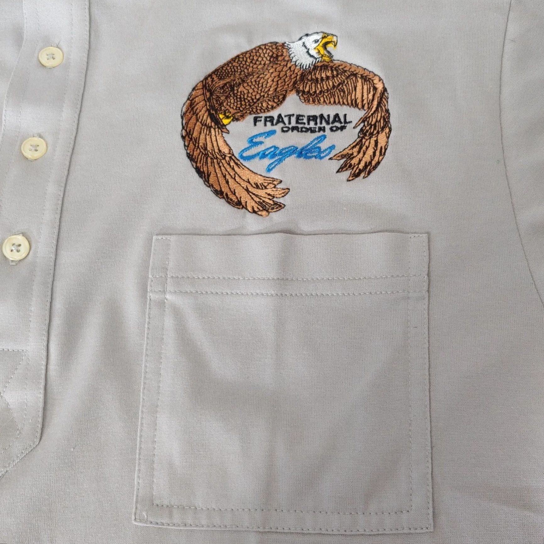 Vintage VINTAGE FOE Fraternal Order of Eagles Club Polo Shirt Men Medium Gray Grandpa Eagle Polo Shirt Size US M / EU 48-50 / 2 - 6 Thumbnail