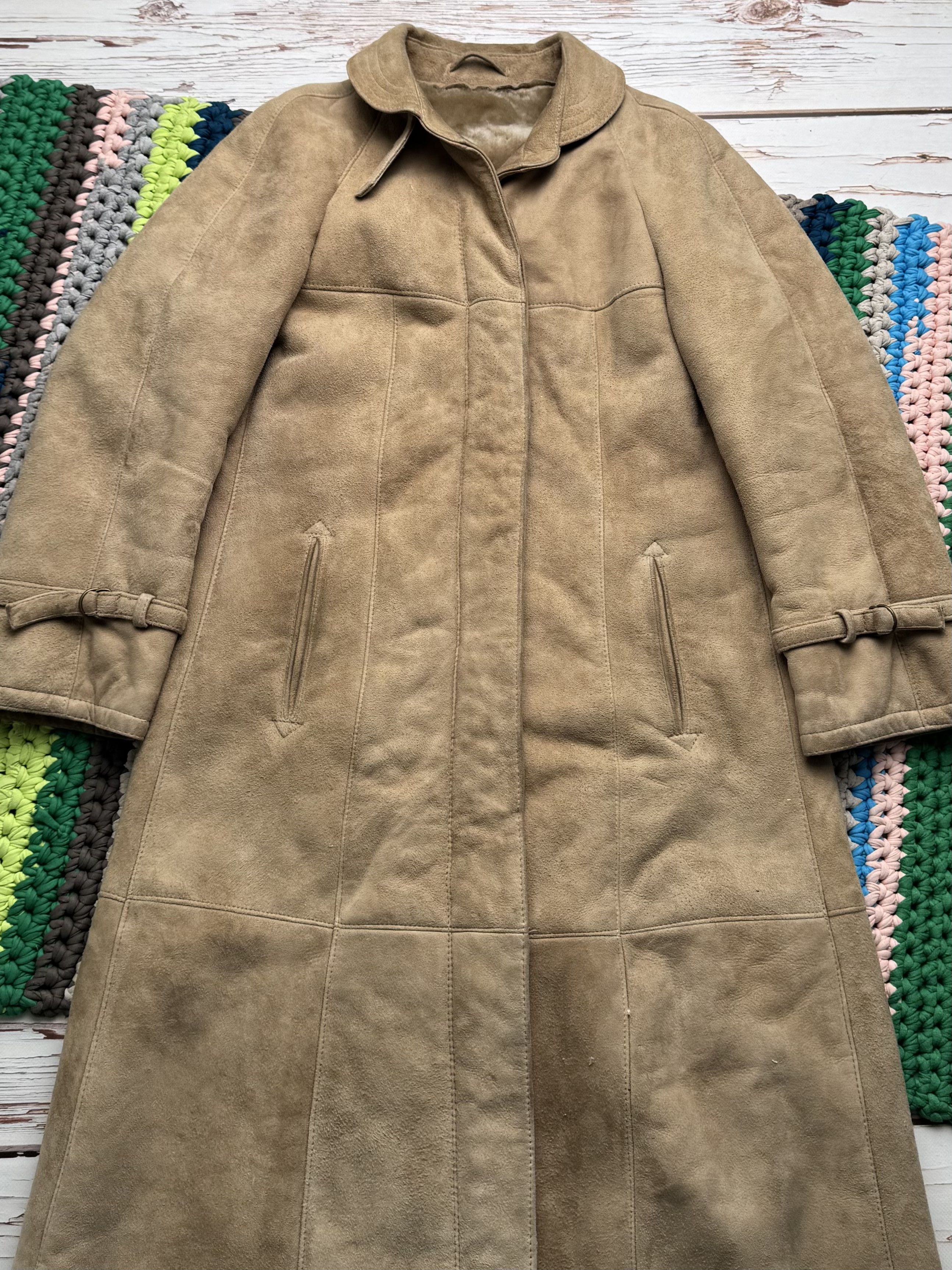 Vintage Y2K Shearling Leather Maxi Coat Longline Winter Y2K (ET1) Size L / US 10 / IT 46 - 6 Thumbnail