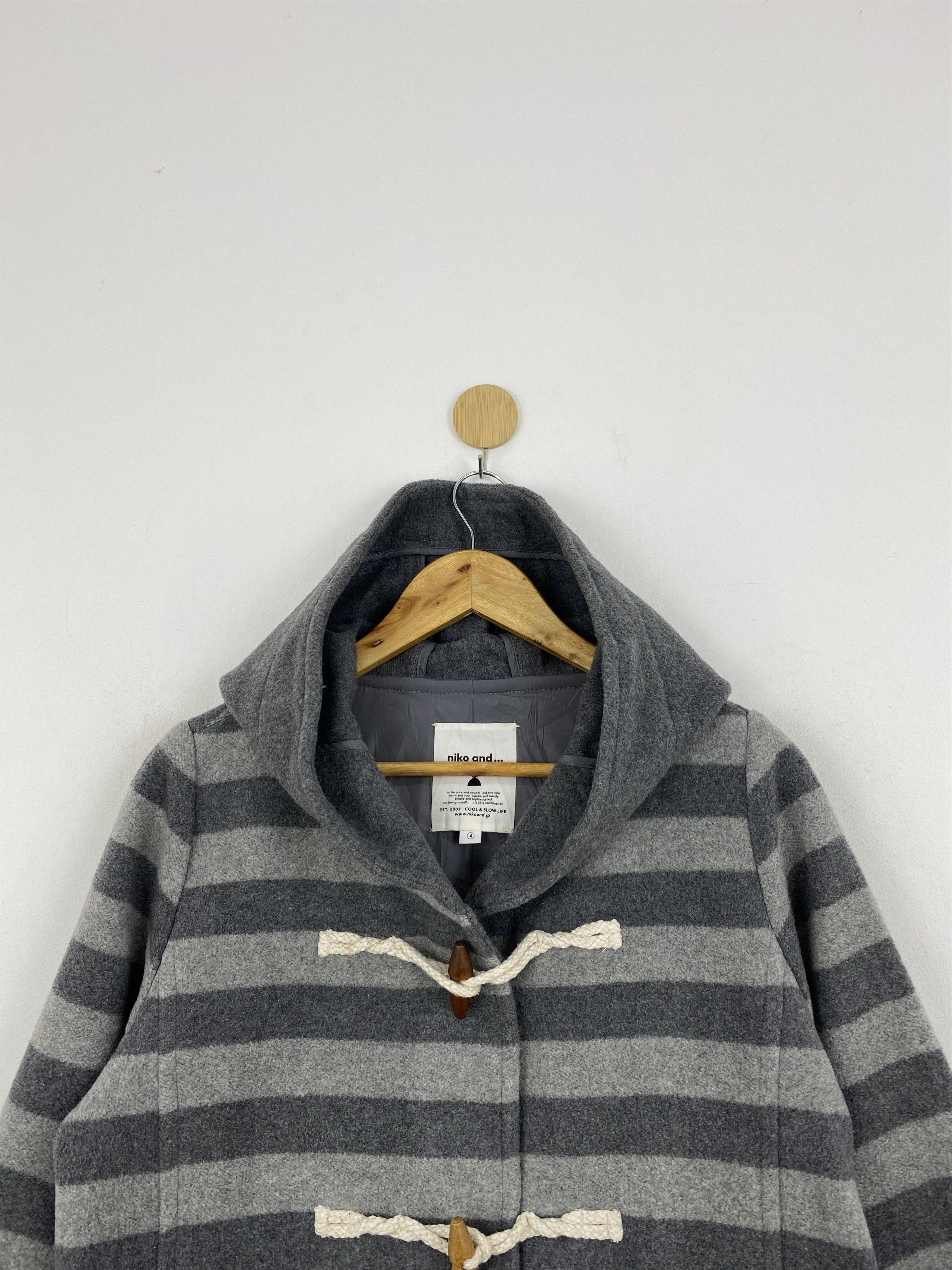 Japanese Brand Vintage Niko And ... Bold Stripes Hooded Wool Jacket JA0113 Size US XL / EU 56 / 4 - 3 Thumbnail