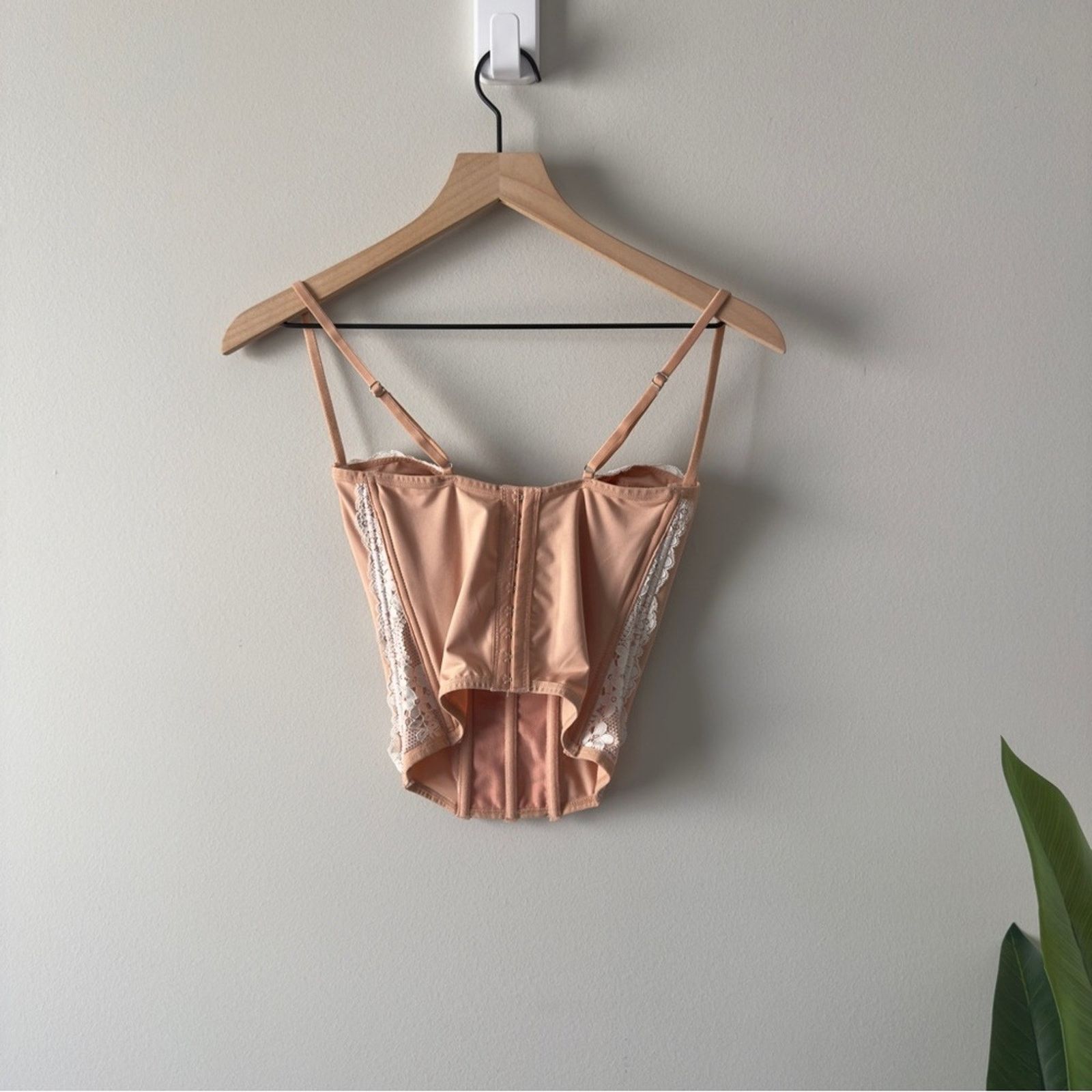Forever 21 Forever 21 Lace Bustier Pink White Corset Top Adjustable EUC Size ONE SIZE - 4 Thumbnail
