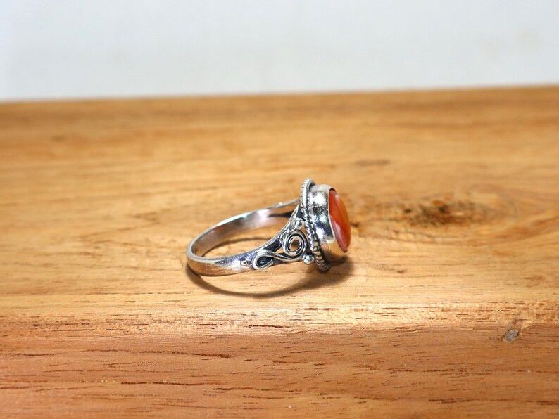 Handmade Carnelian Ring: Handmade Sterling Silver Ring, Gift for Wife Size ONE SIZE - 5 Thumbnail