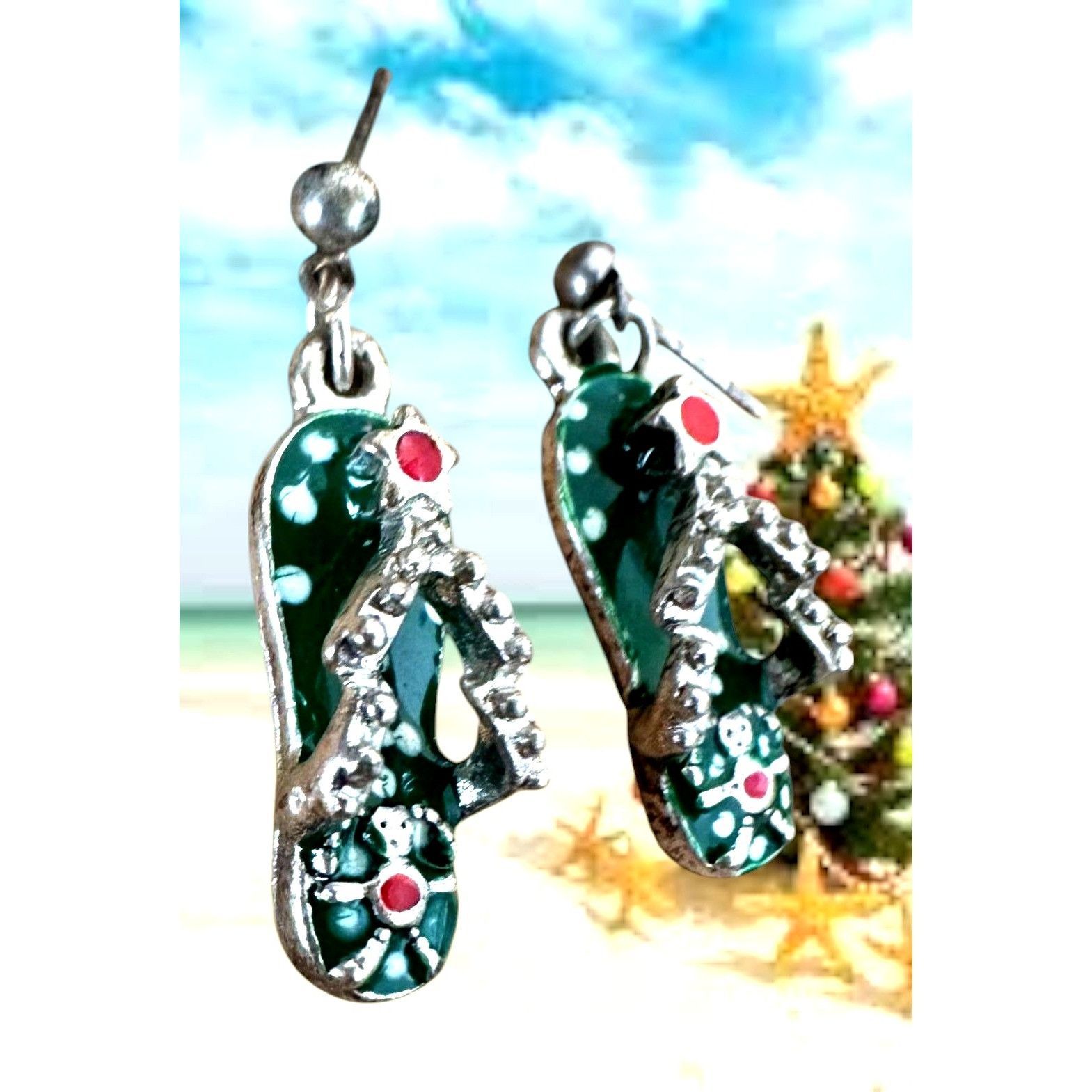 Handmade × Vintage Christmas Flip Flop Dangle Earrings Size ONE SIZE - 4 Thumbnail