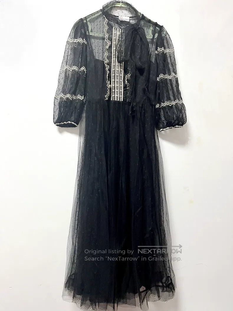 Valentino Valentino Black and white bow lace dress gauze skirt Size S / US 4 / IT 40 - 1 Thumbnail