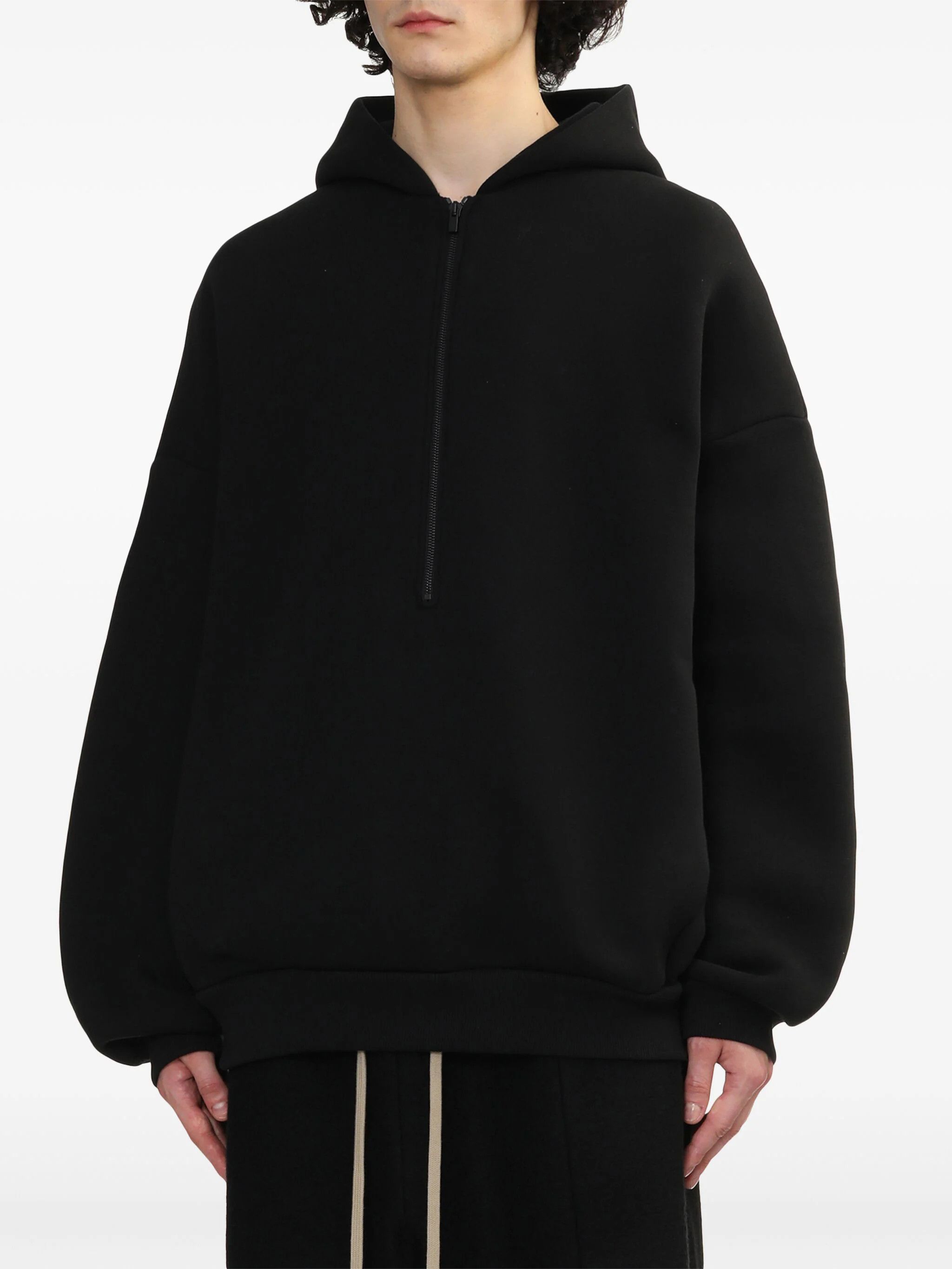 Fear of God o1s22i1n1024 Half Zip Hooded Sweatshirt in Black Size US XL / EU 56 / 4 - 3 Thumbnail