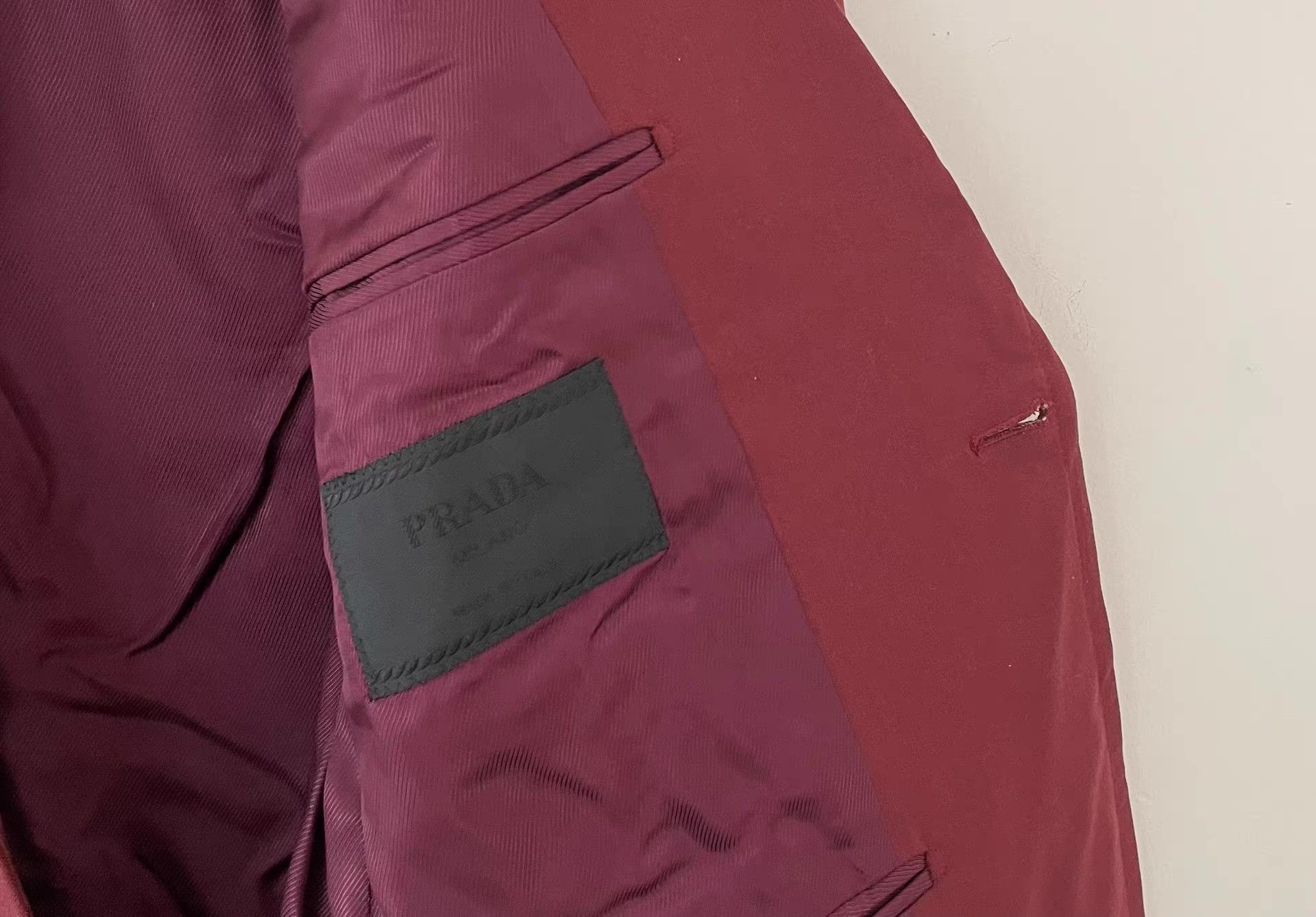 Prada Prada Men's Burgundy One-Button Wool Blazer Ｑ21 Size 50R - 3 Thumbnail