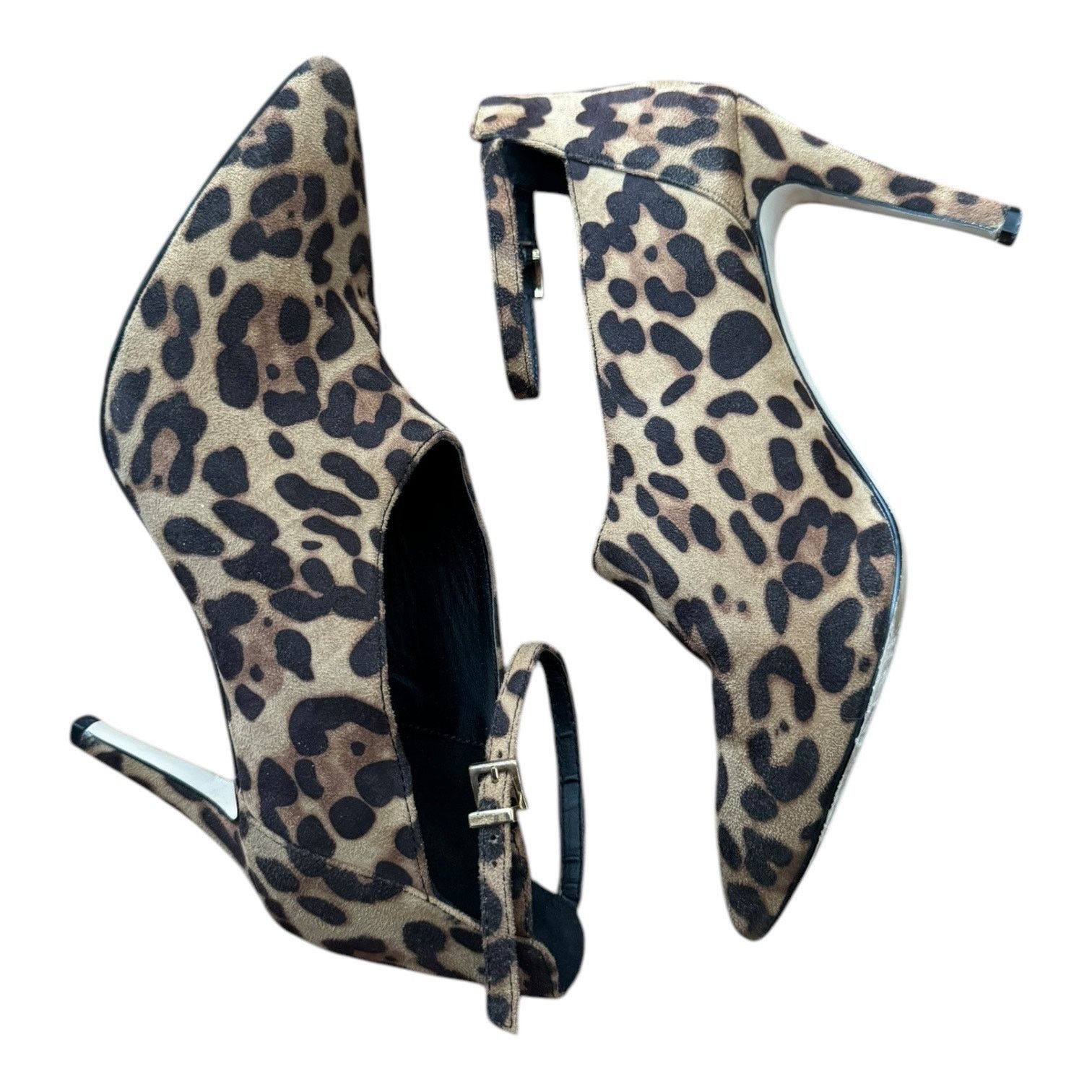 Asos Leopard print ankle straps, stiletto heel low cut booties 5 Size US 5 / IT 35 - 5 Thumbnail