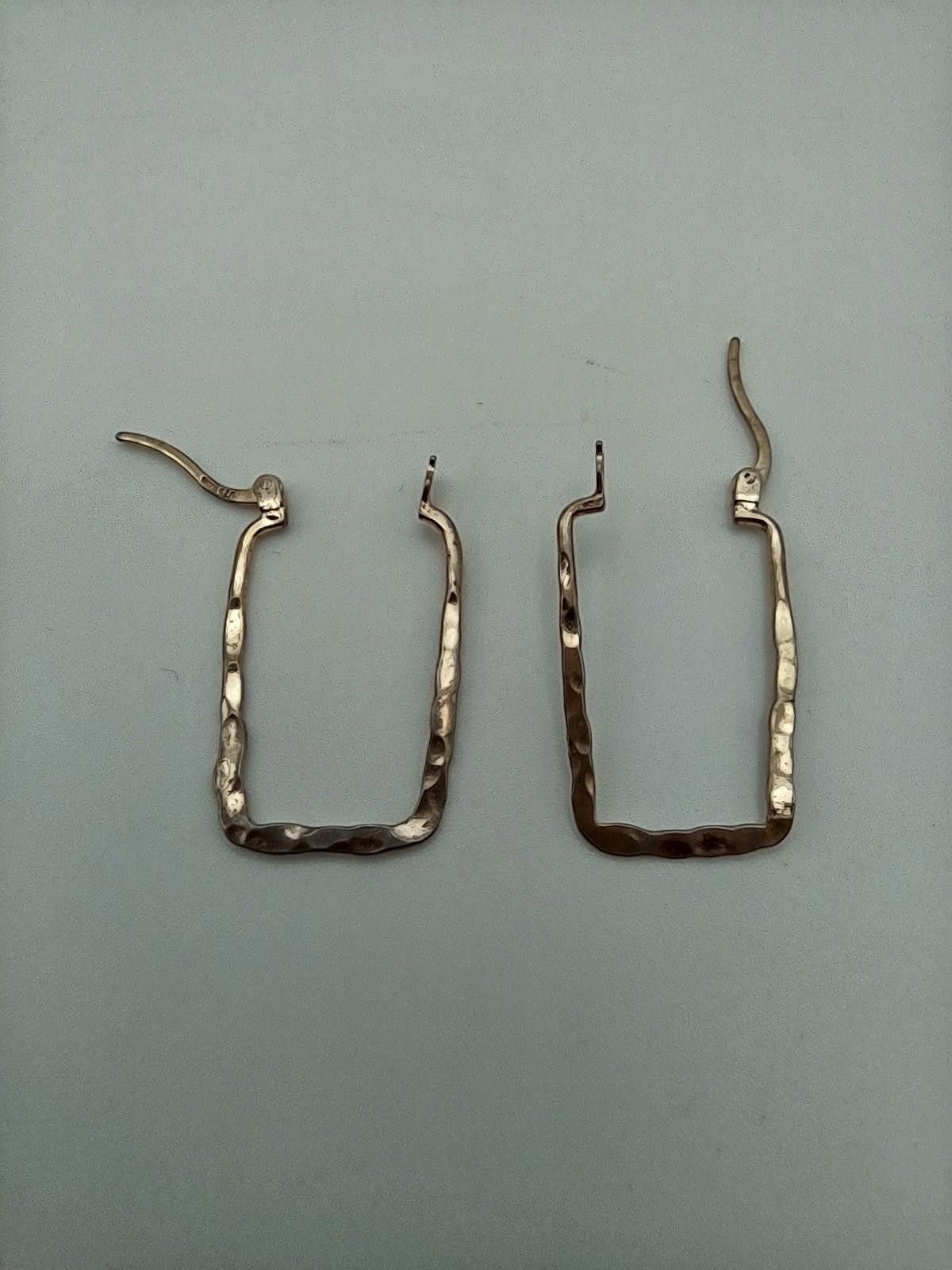 Other IBB Sterling Silver Hammered Rectangular Hoop Earrings Size ONE SIZE - 6 Thumbnail
