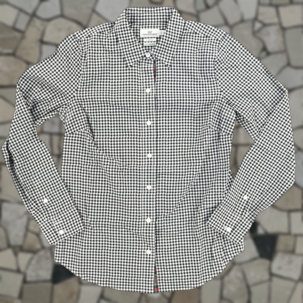 Vineyard Vines Vineyard Vines with Cashmere Button Up Shirt Black Women's 6 Check Size M / US 6-8 / IT 42-44 - 1 Thumbnail