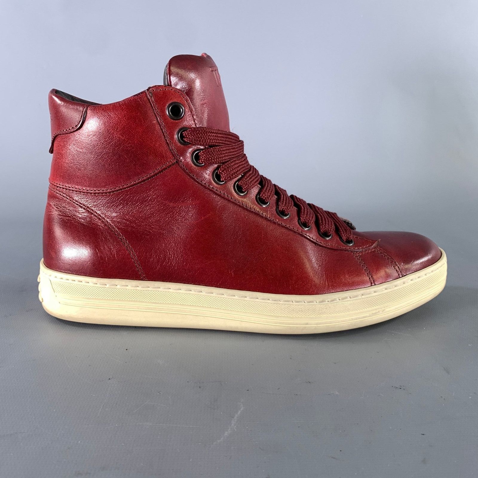 Tom Ford TOM FORD Size 6.5 Burgundy Leather High Top Sneakers Size US 6.5 / EU 39-40 - 2 Thumbnail