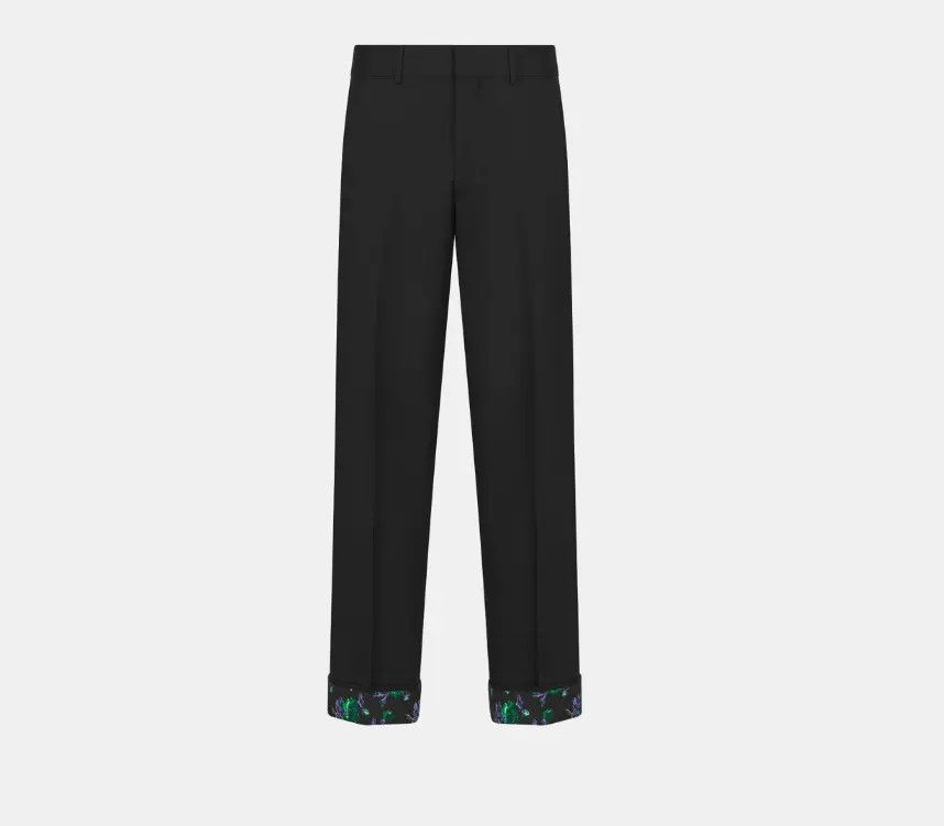 image of O1W1Db10324 Dior Jardin Cuffed Chinos In Black, Men's