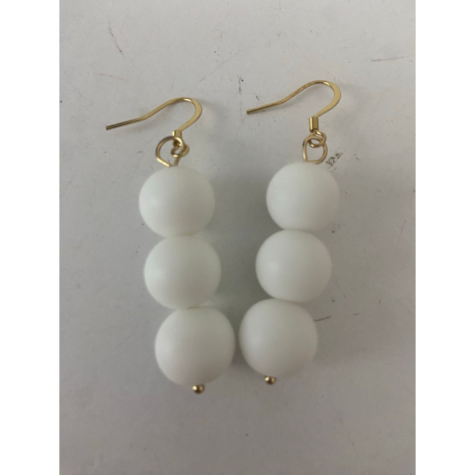 Handmade White stone earrings Size ONE SIZE - 4 Thumbnail