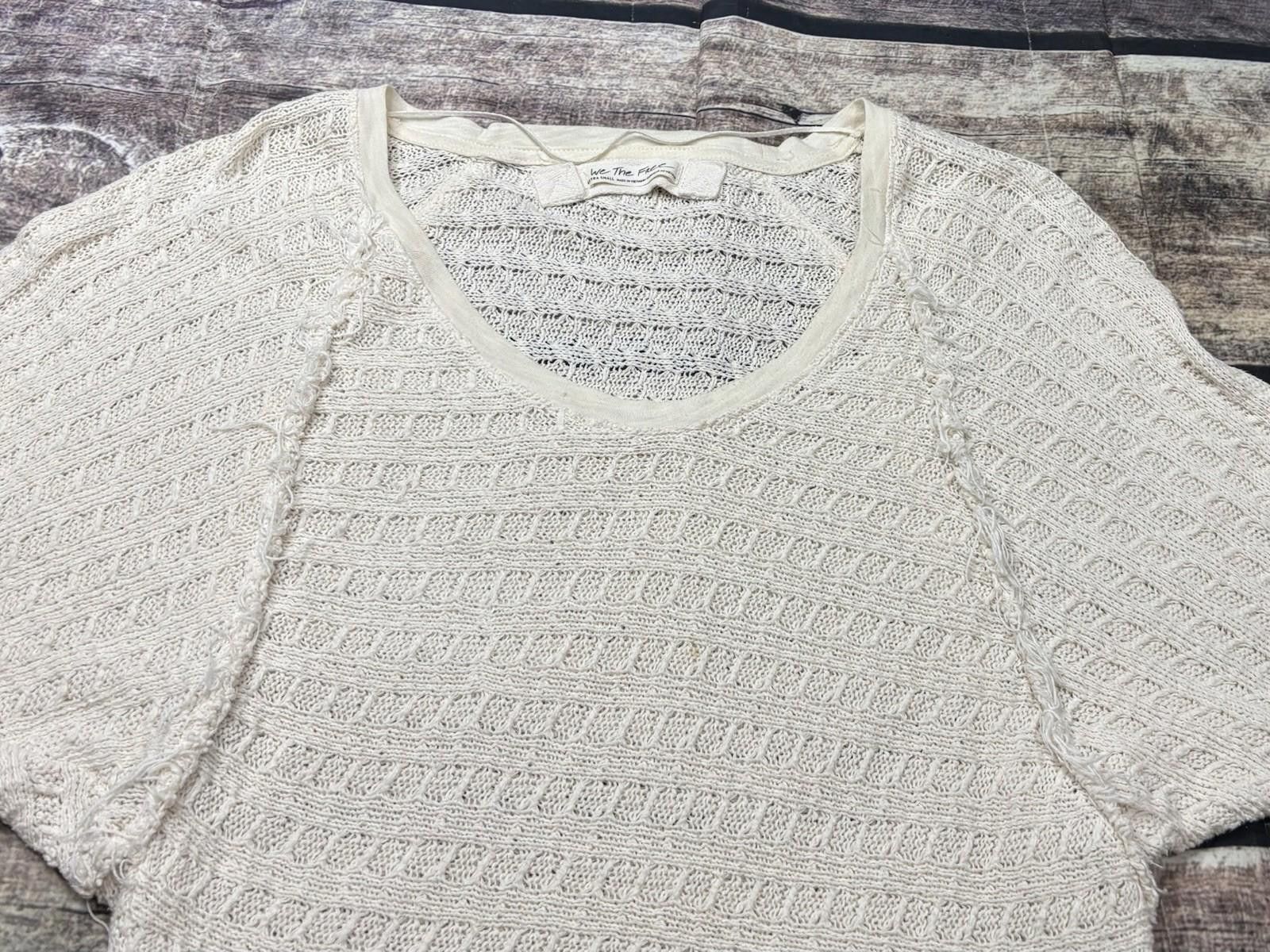 Free People We the Free People Sweater Women XS Hacci Cotton Fringe Knit Size XS / US 0-2 / IT 36-38 - 3 Thumbnail