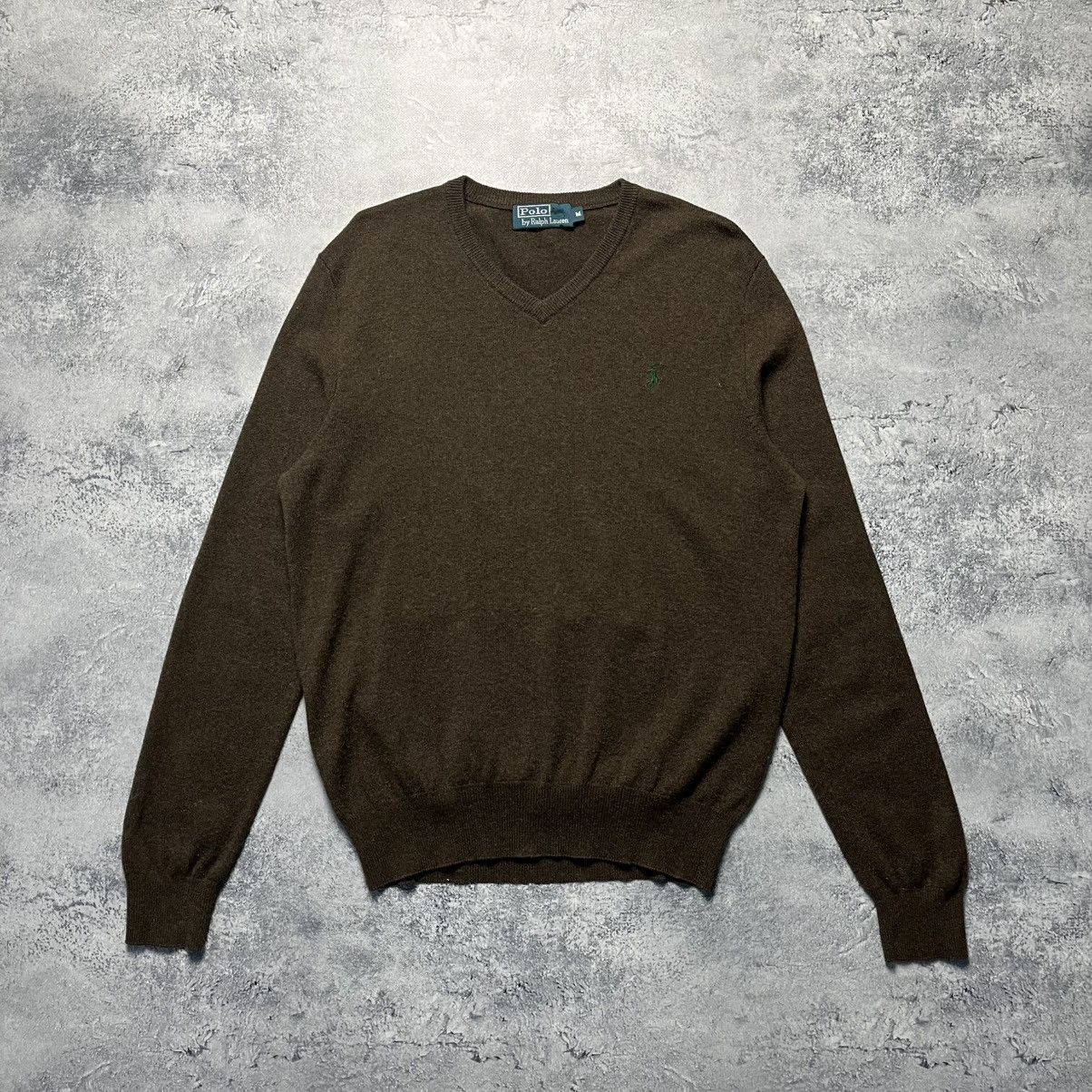 Polo Ralph Lauren Vintage Polo Ralph Lauren Brown Wool Sweater V-Neck Y2K Size US M / EU 48-50 / 2 - 1 Thumbnail