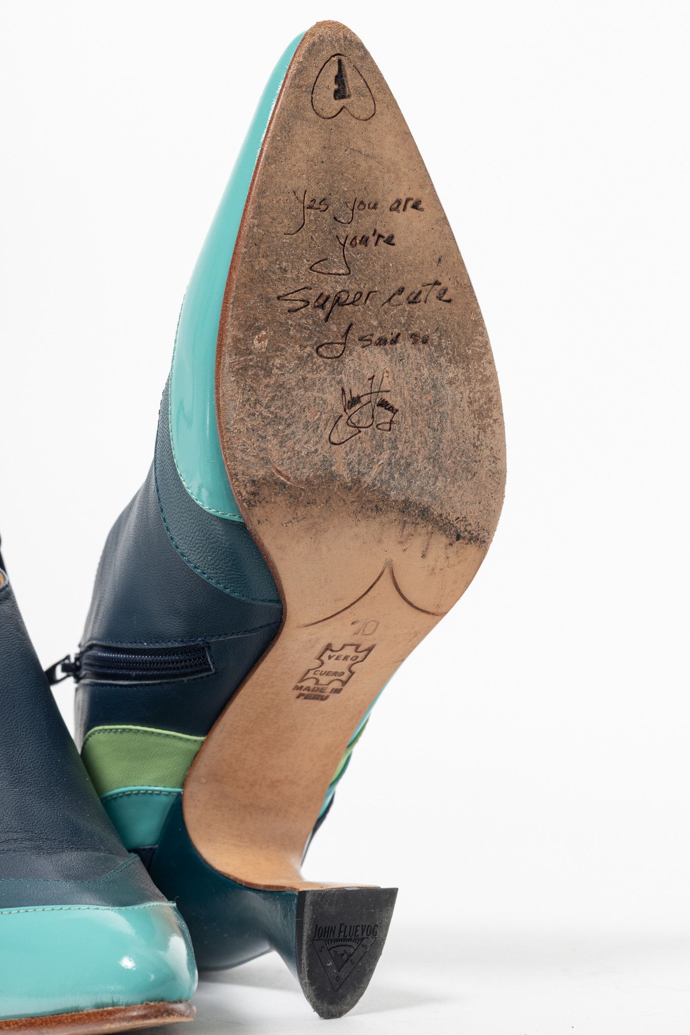 John Fluevog John Fluevog Amadeus Blue & Green Layered Leather Heels Size US 10 / IT 40 - 5 Thumbnail