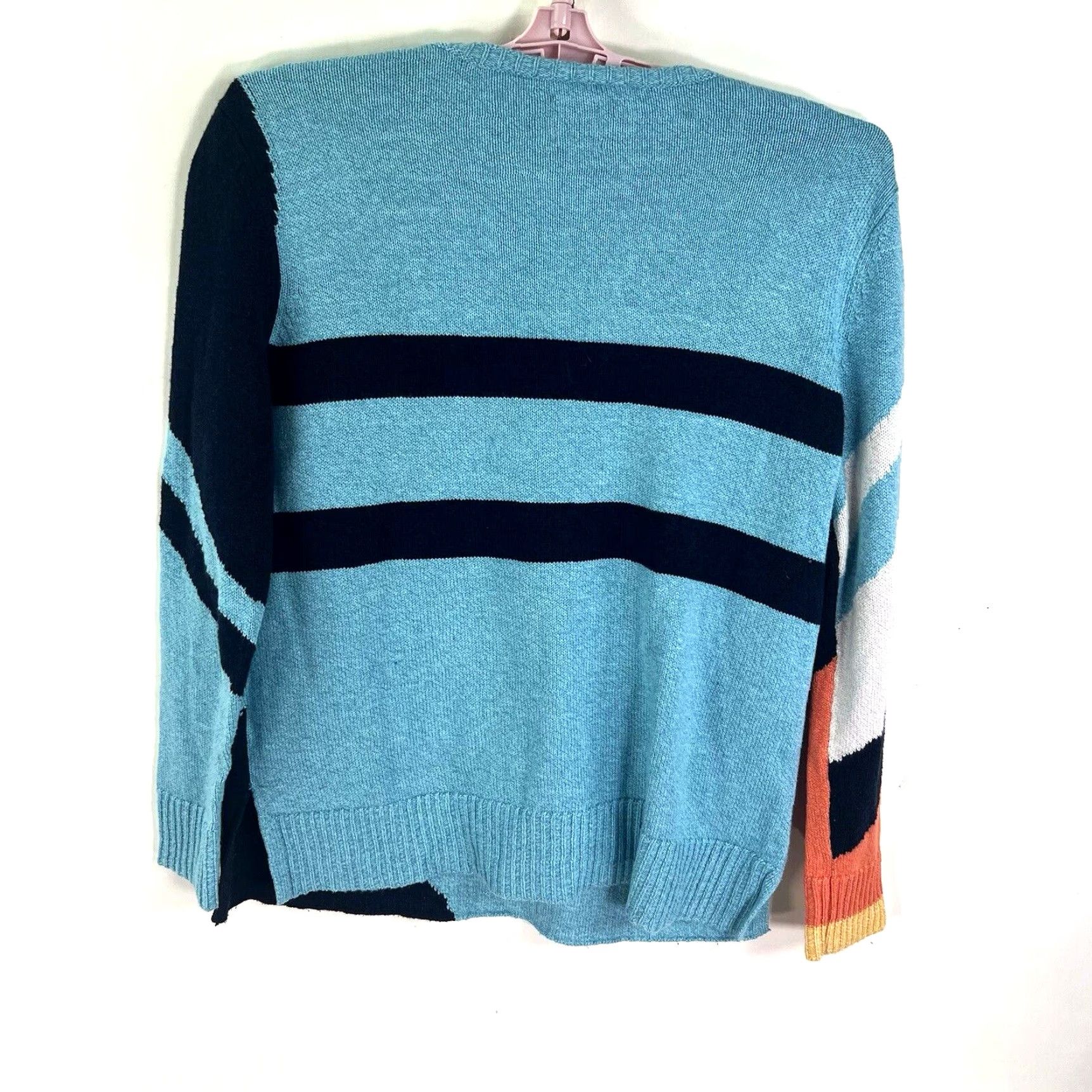 NIC+ZOE Nic + Zoe Sky Scene Art Sweater Womens M Blue Geometric Knit Pullover Round Neck All Seasons Size M / US 6-8 / IT 42-44 - 6 Thumbnail