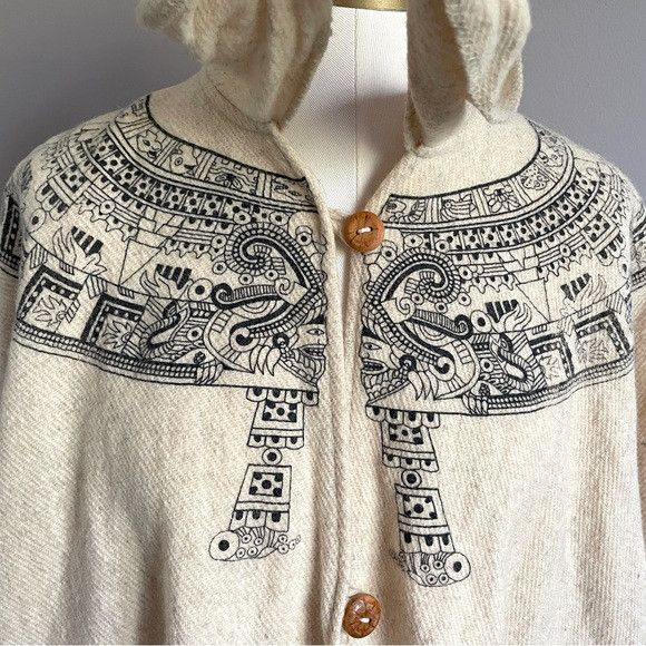 Vintage Ivory Wool Fringed Cape w/ Scarf Coat - O/S, Reversible Size ONE SIZE - 5 Thumbnail
