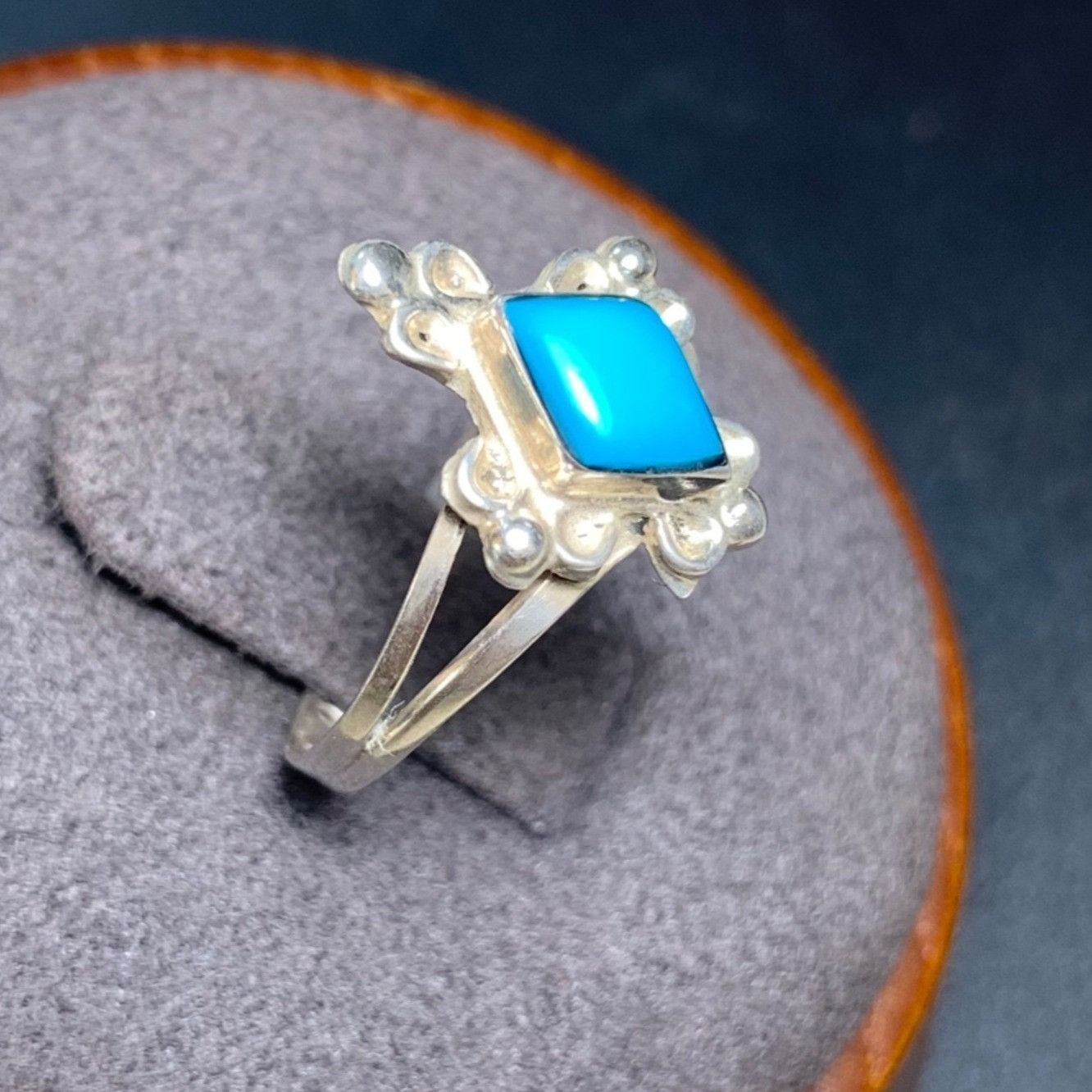 Vintage Solid Sterling Silver 925 Composite Turquoise Scroll Stateme Size ONE SIZE - 2 Thumbnail