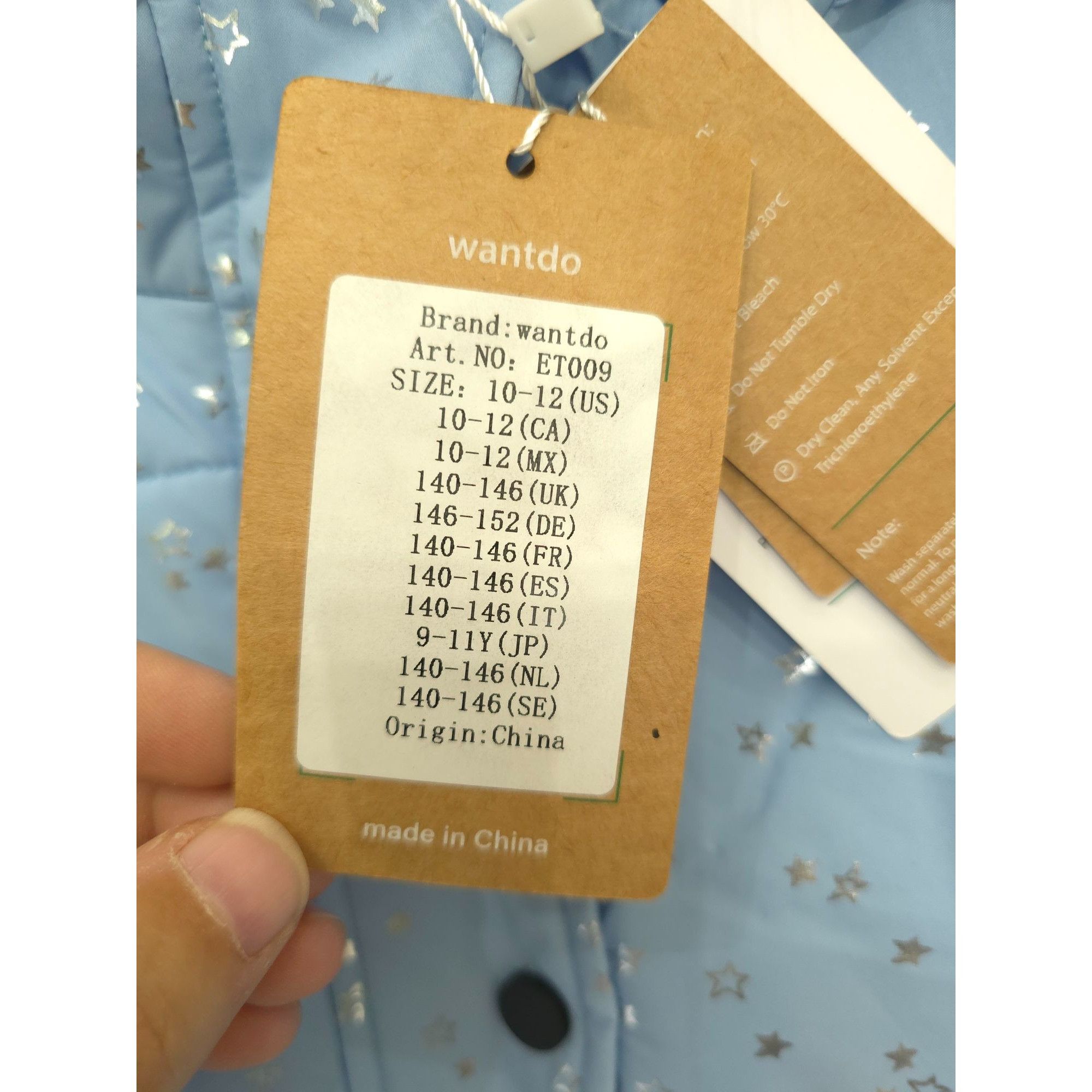 Other Wantdo Girls Winter Coat 10-12 Blue Star Print Faux Fur Hood Size L / US 10 / IT 46 - 2 Thumbnail